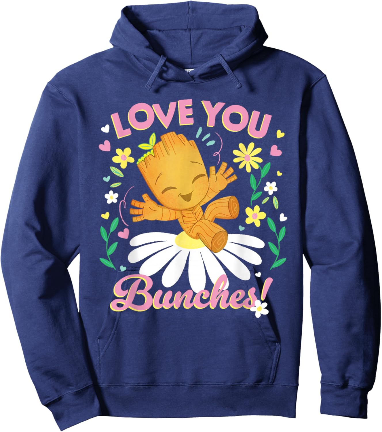 Marvel Valentine's Day Spring Flower Groot Love You Bunches Hoodie - Hoodie | Navy