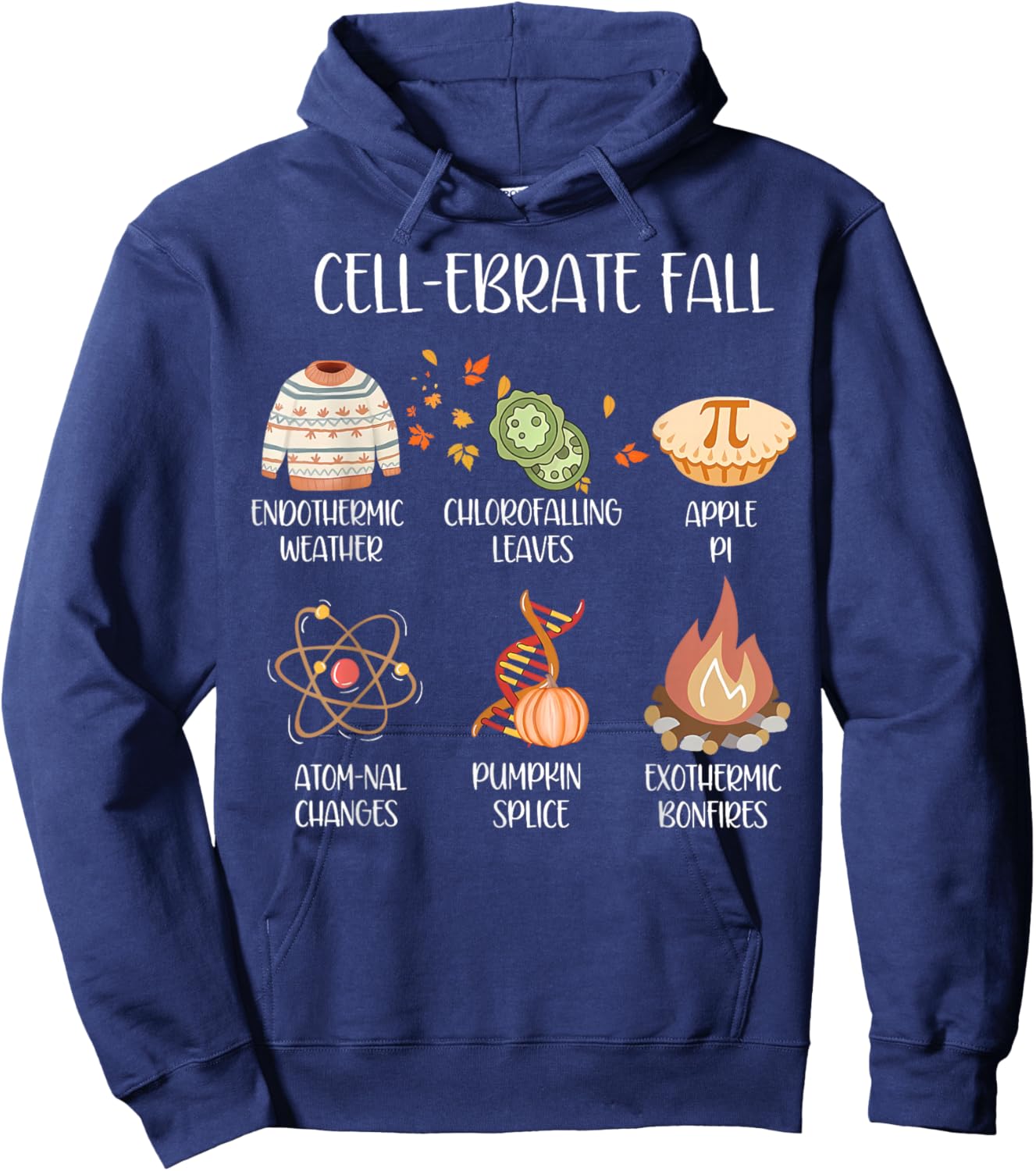 Cel-ebrate Fall Funny Science Teacher Fall Autumn Pumpkin Hoodie - Hoodie | Navy
