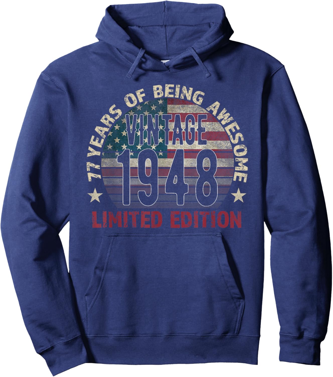 77th Birthday Gift men Vintage born 1948 turning 77 Year Old Hoodie - Hoodie | Navy