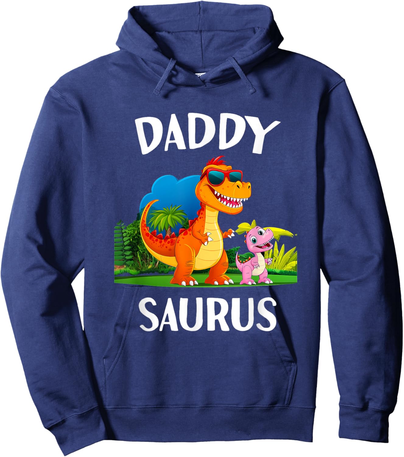 Daddy Saurus Dinosaur Dino Matching Family Boys Men Trex Hoodie - Hoodie | Navy