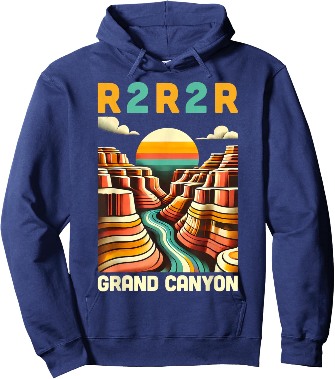 Vintage Rim 2 Rim Grand Canyon Trail Run, R2R2R Run Hiking Hoodie - Hoodie | Navy