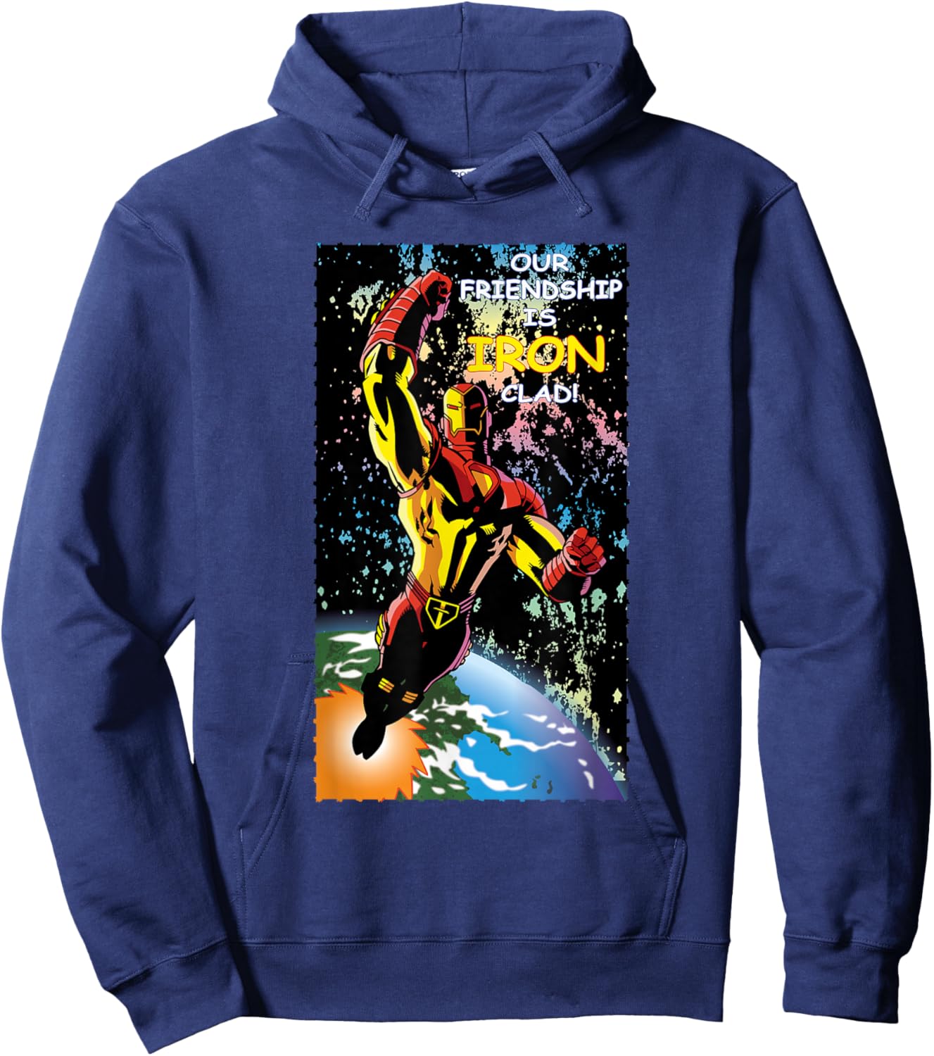 Marvel Retro '90s Valentine's Day Card Avengers Iron Man Hoodie - Hoodie | Navy