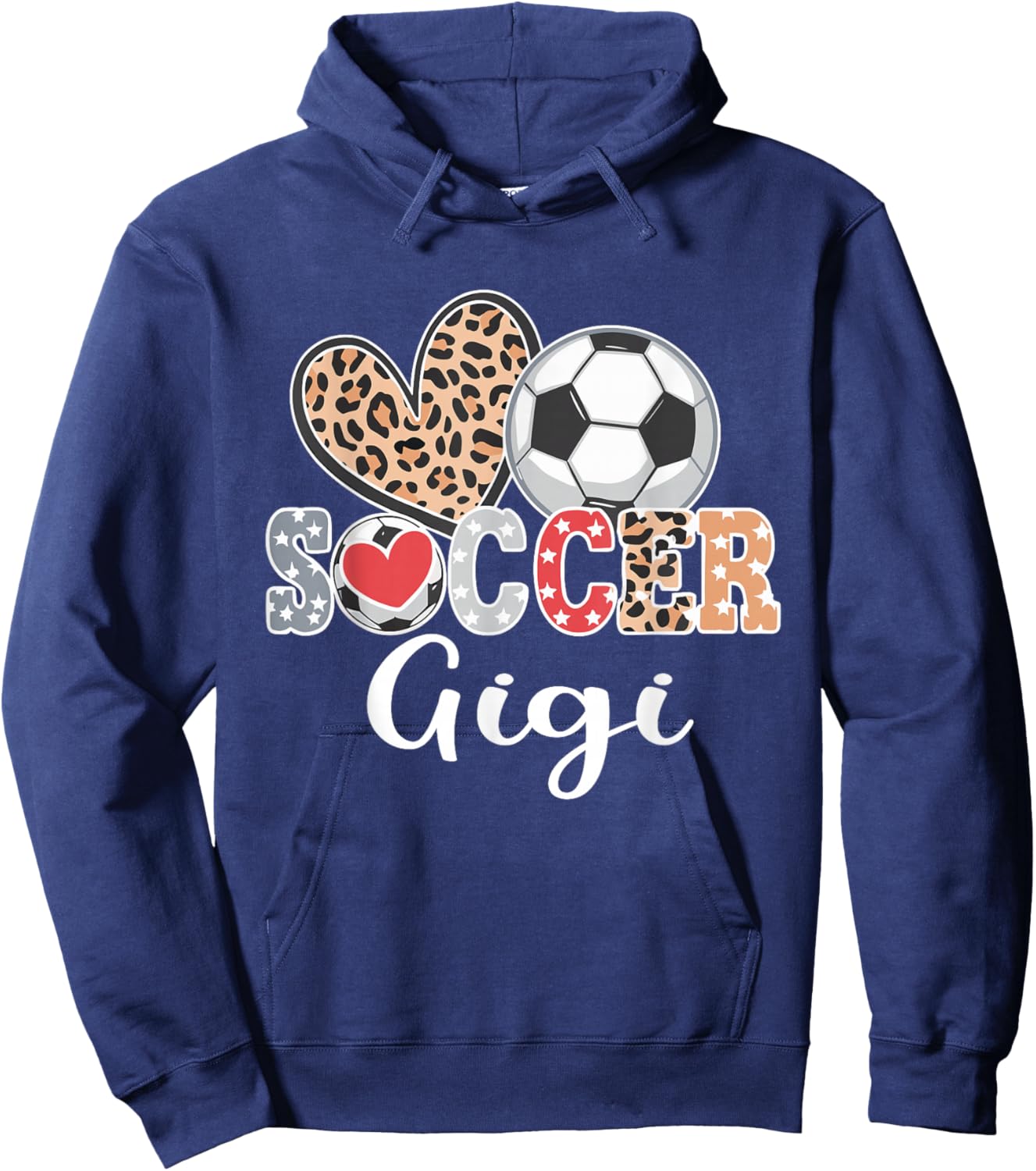 Soccer Gigi Cute Leopard Heart Hoodie - Hoodie | Navy