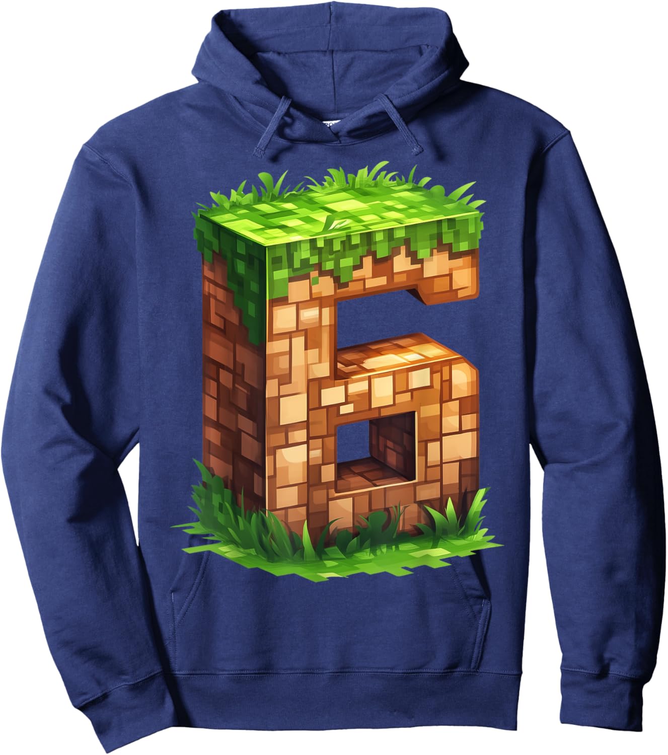 Fun 6th Birthday Number 6 Video Gamer Pixel Themed Bday Boys Hoodie - Hoodie | Navy