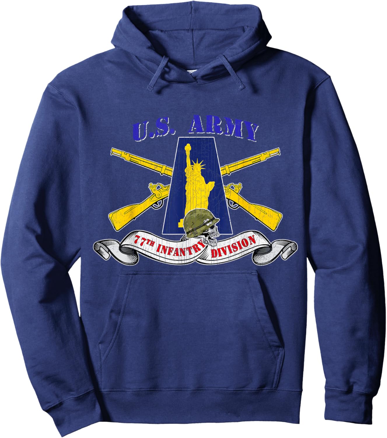 77th Infantry Division 77th ID Veteran Vintage Gifts Hoodie - Hoodie | Navy