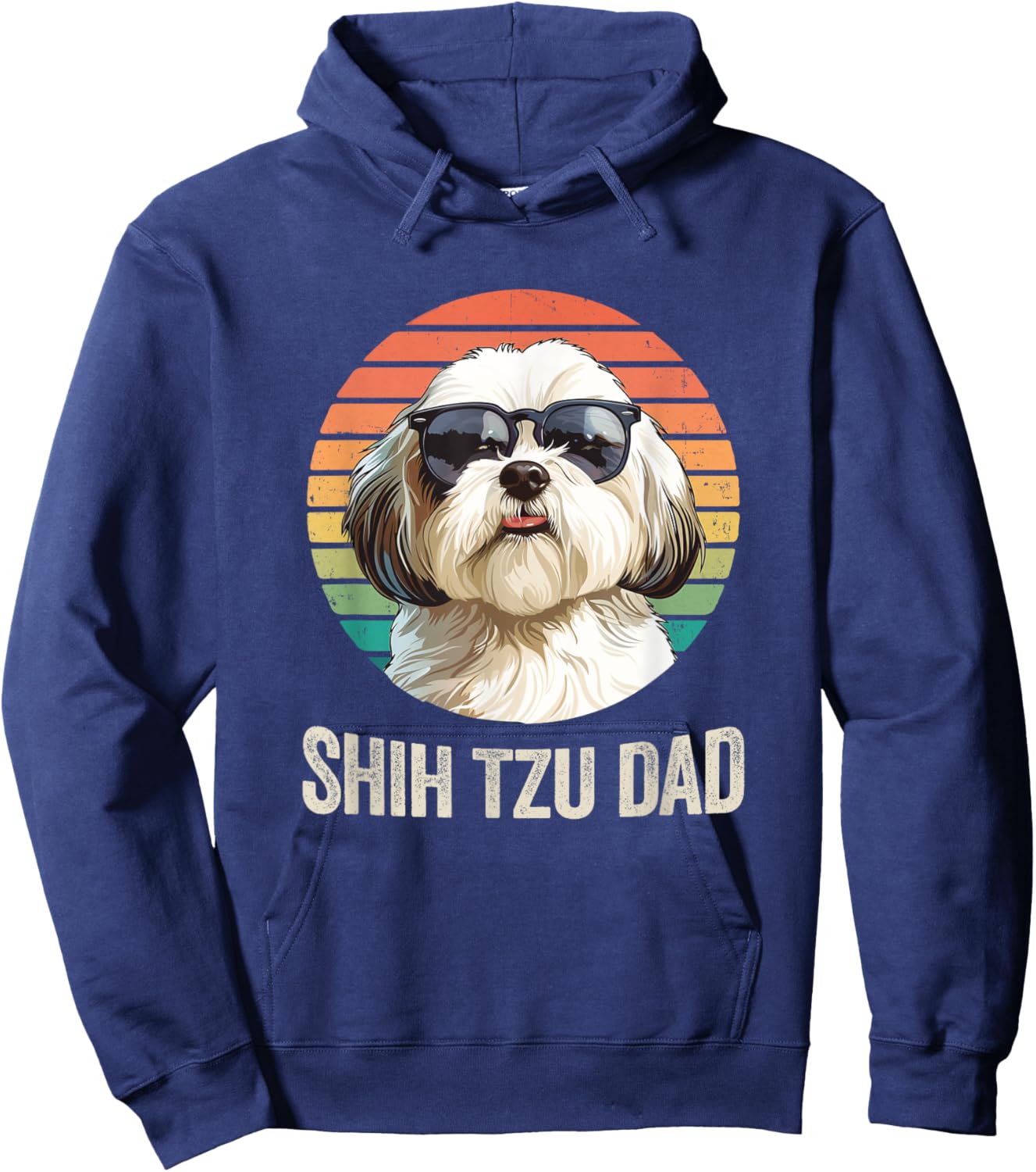 Vintage Shih Tzu Dad Fathers Day For Dog Lover Funny Men Women Hoodie - Hoodie | Navy