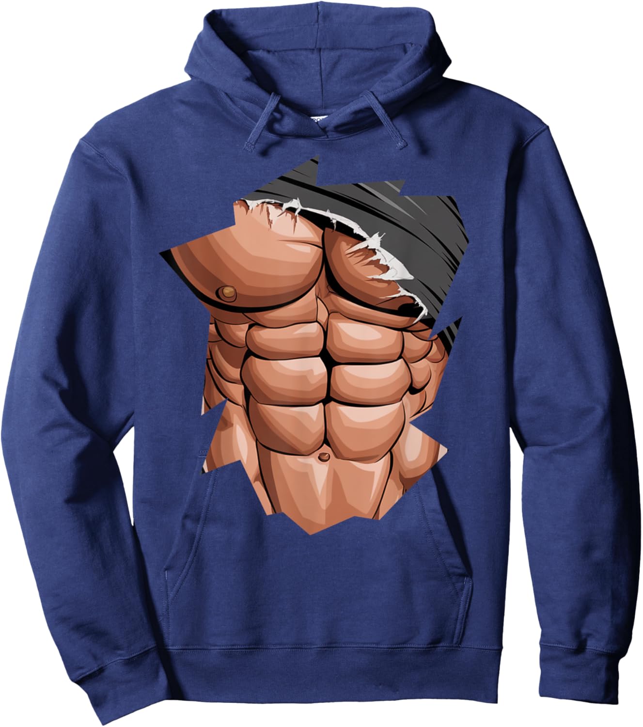 Anime body builder six pack muscle funny fake abs Hoodie - Hoodie | Navy