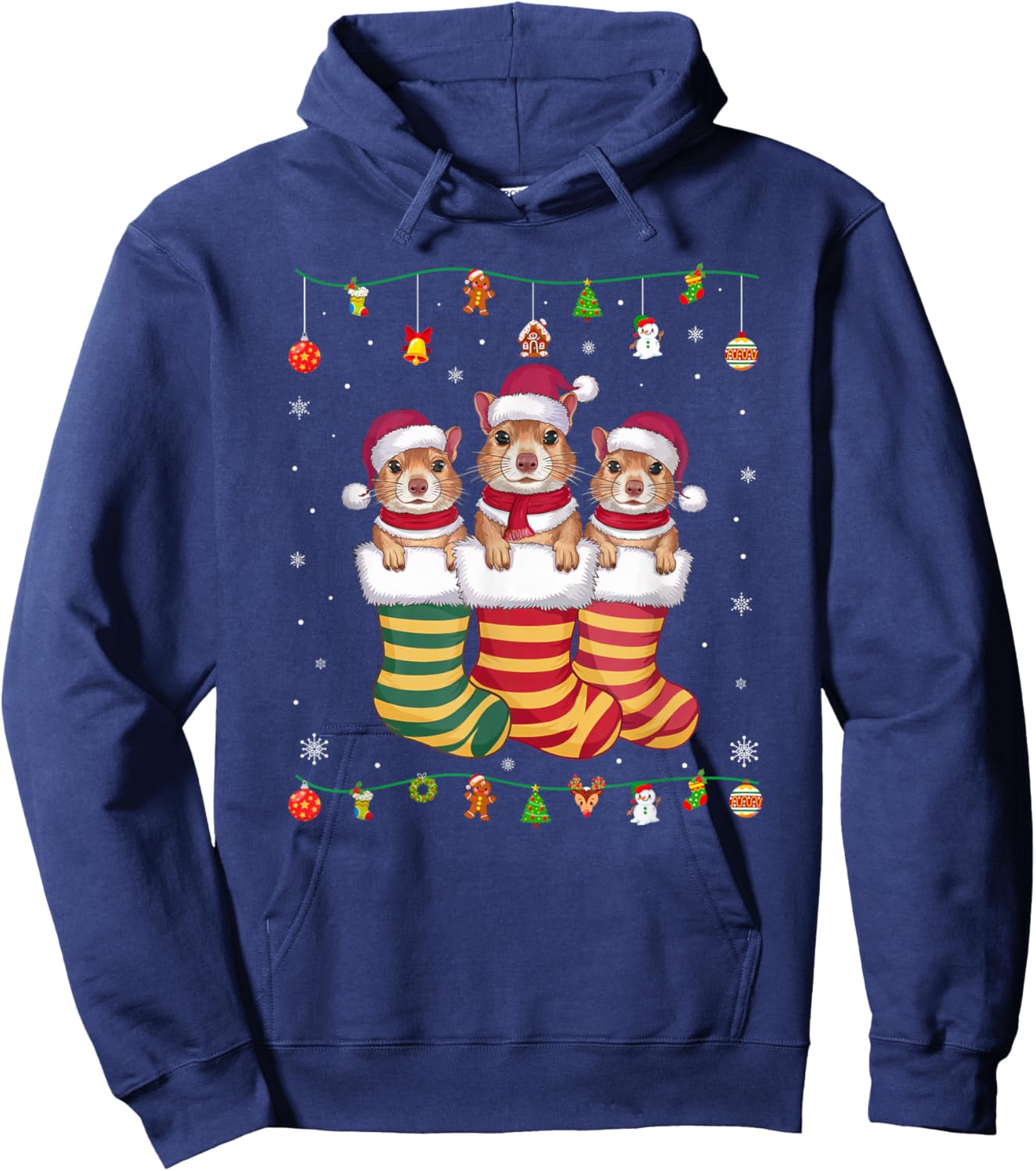 Prairie Dog in Christmas Men Women Kids Xmas Pajama Hoodie - Hoodie | Navy