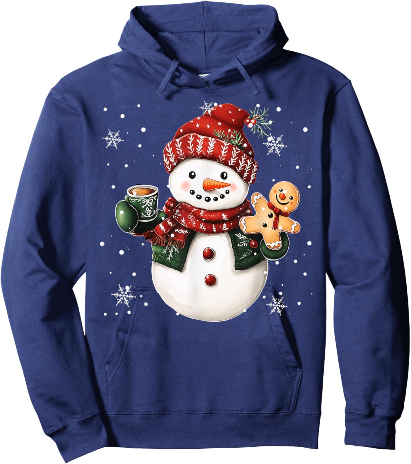 Snowman Beanie Coffee Latte Ginggerbread Merry Christmas Hoodie - Hoodie | Navy