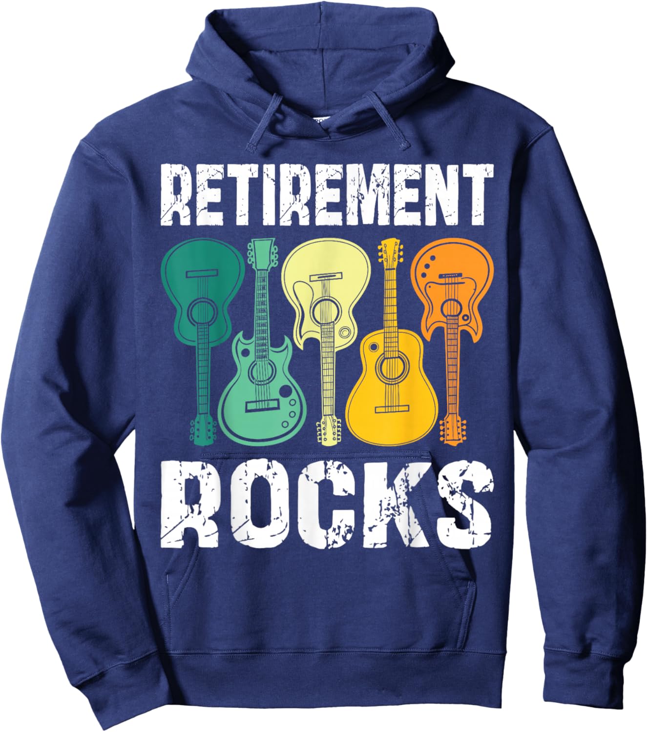 Retirement Rocks Guitar Player Funny Guitarist Humor Outfit Hoodie - Hoodie | Navy