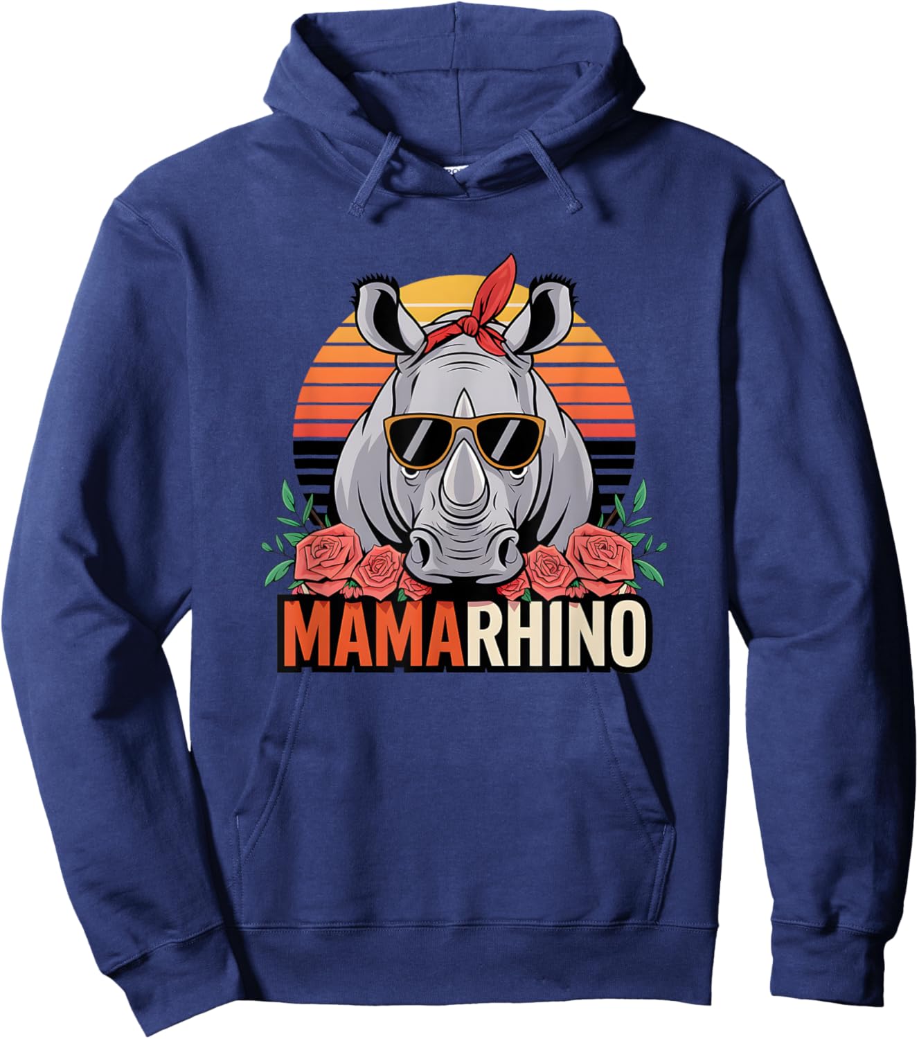 Mama Rhino Animal Family Zoo Wildlife Lover Mother's Day Hoodie - Hoodie | Navy