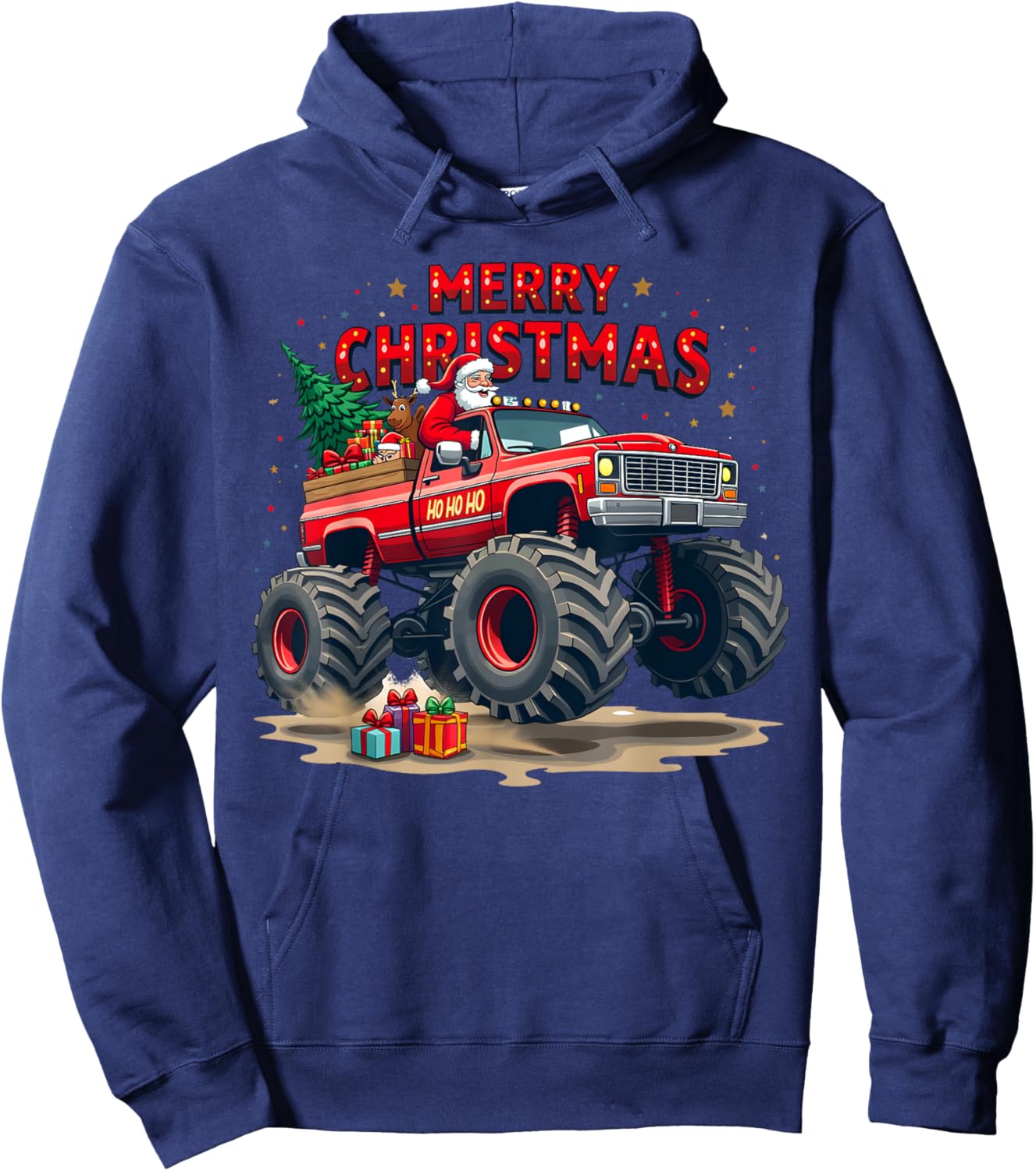 Holiday Christmas Monstertruck Off-Road Adventure Hoodie - Hoodie | Navy