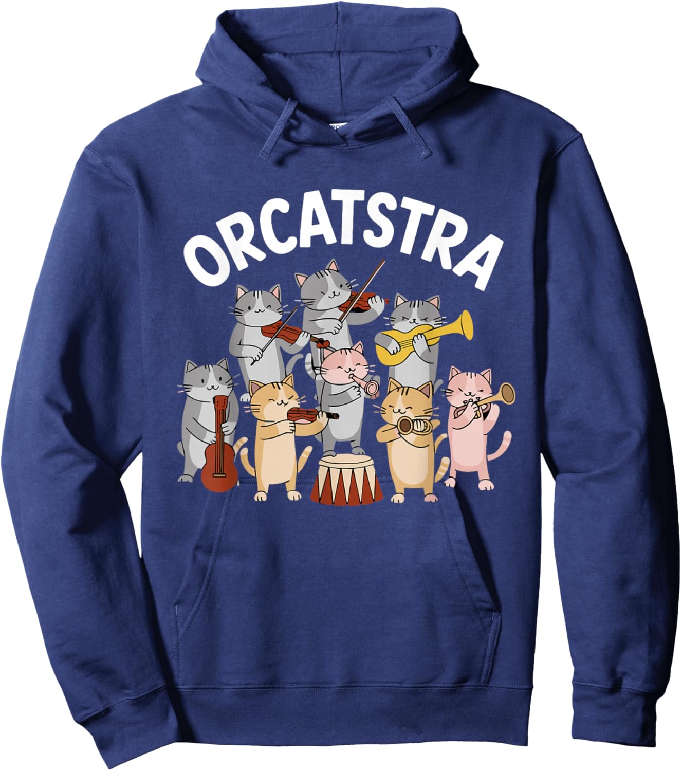 Orcatstra Cat Orchestra Funny Meme Internet Memes Cat Lover Hoodie - Hoodie | Navy