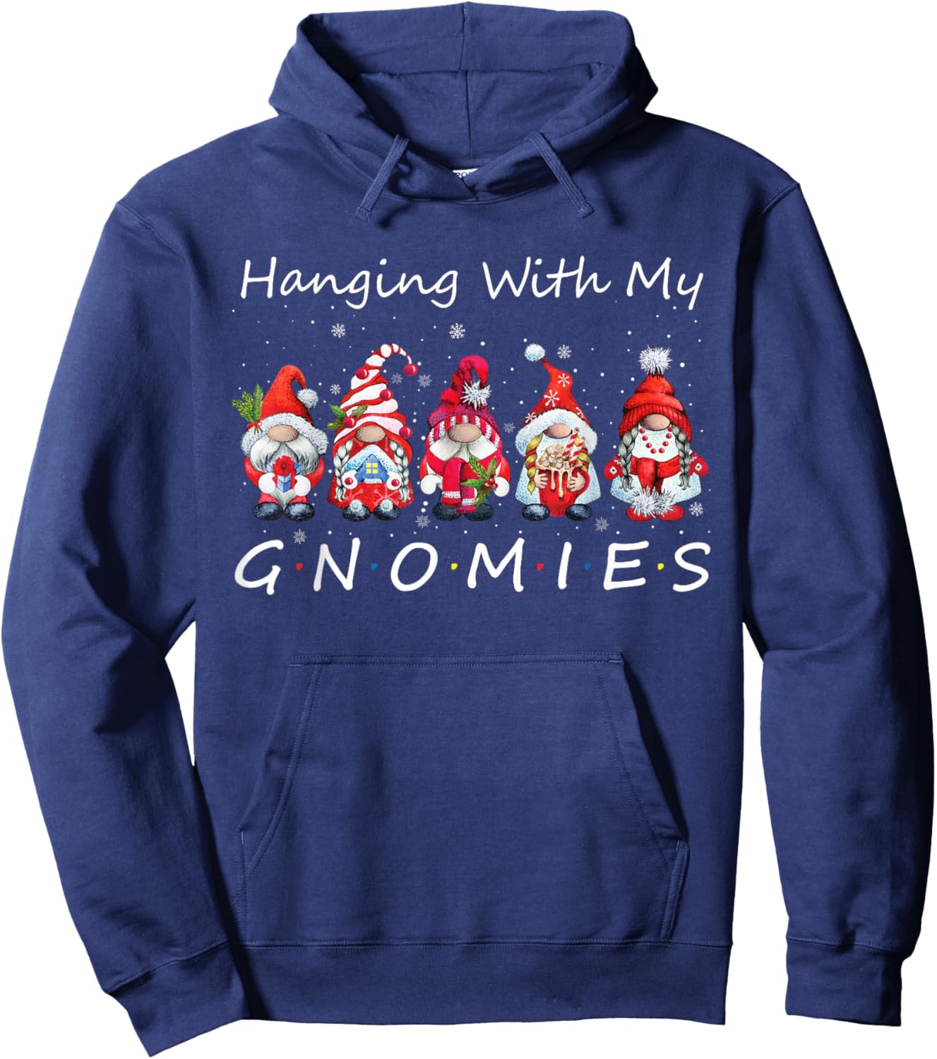 Funny Christmas Gnome Hanging With My Gnomies Family Pajamas Hoodie - Hoodie | Navy