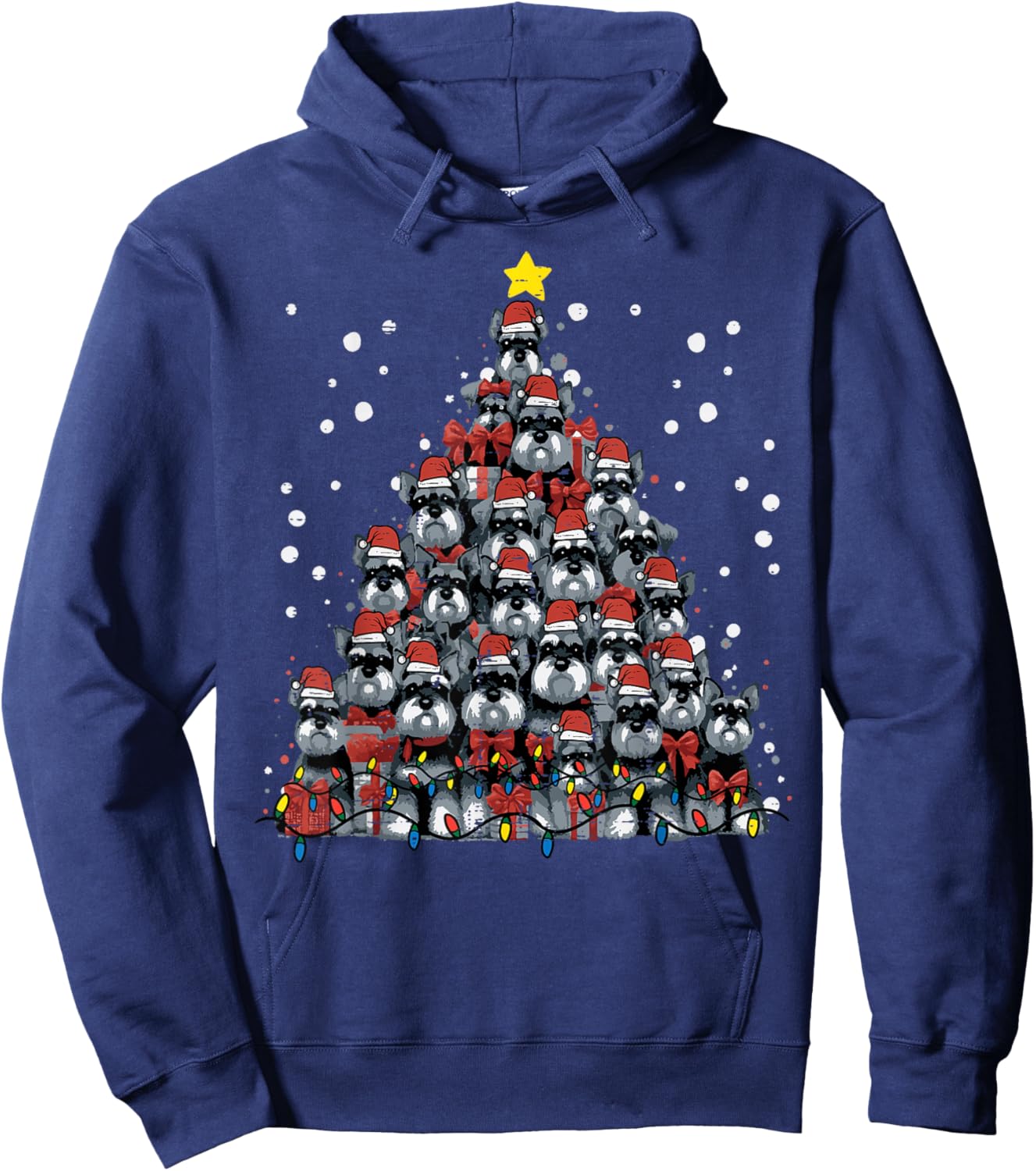 Schnauzer Dog Christmas Tree Xmas Men Women Boys Girls Kids Hoodie - Hoodie | Navy