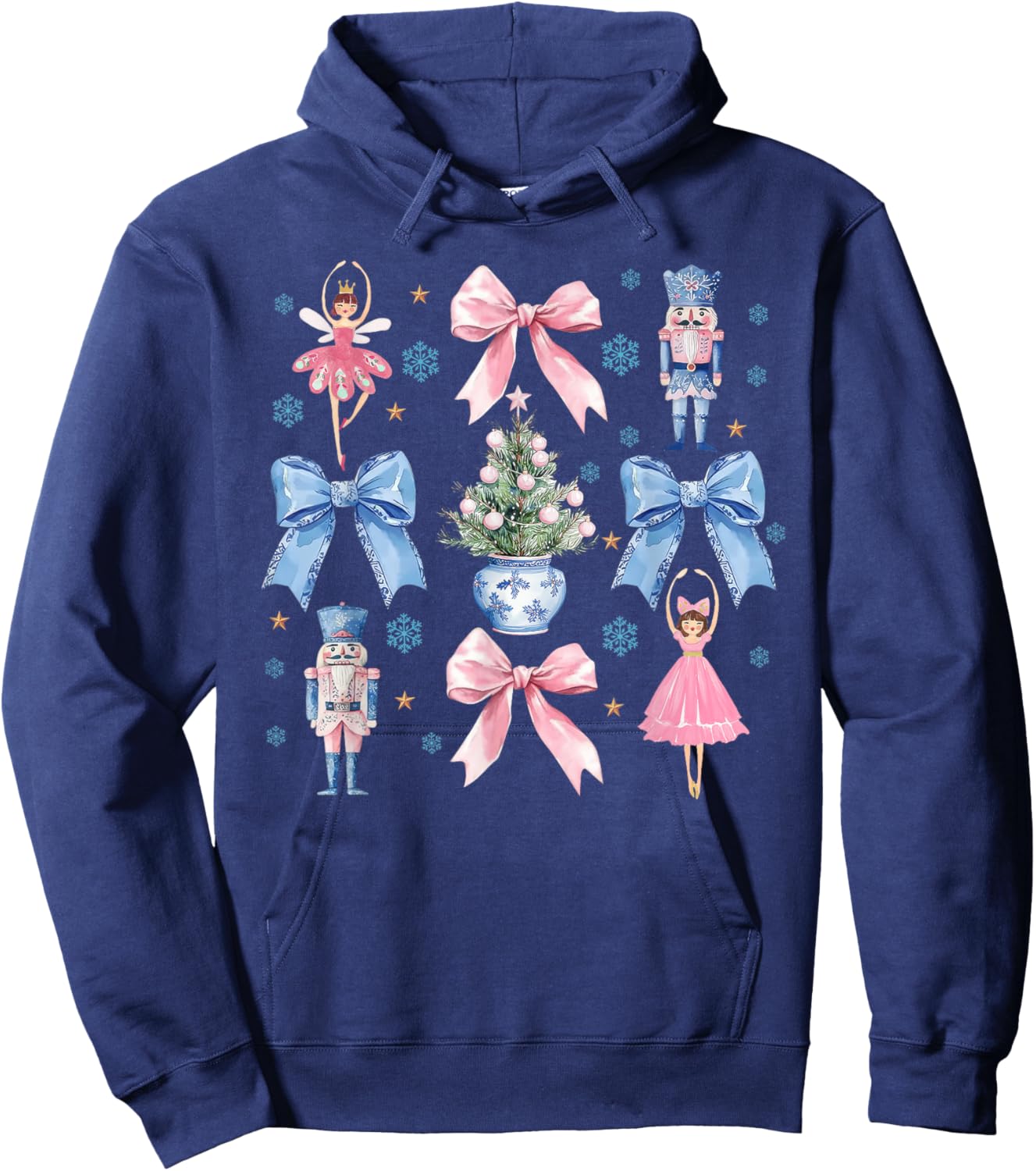 Coquette Bow Christmas Nutcracker Ballet Festive Women Girls Hoodie - Hoodie | Navy