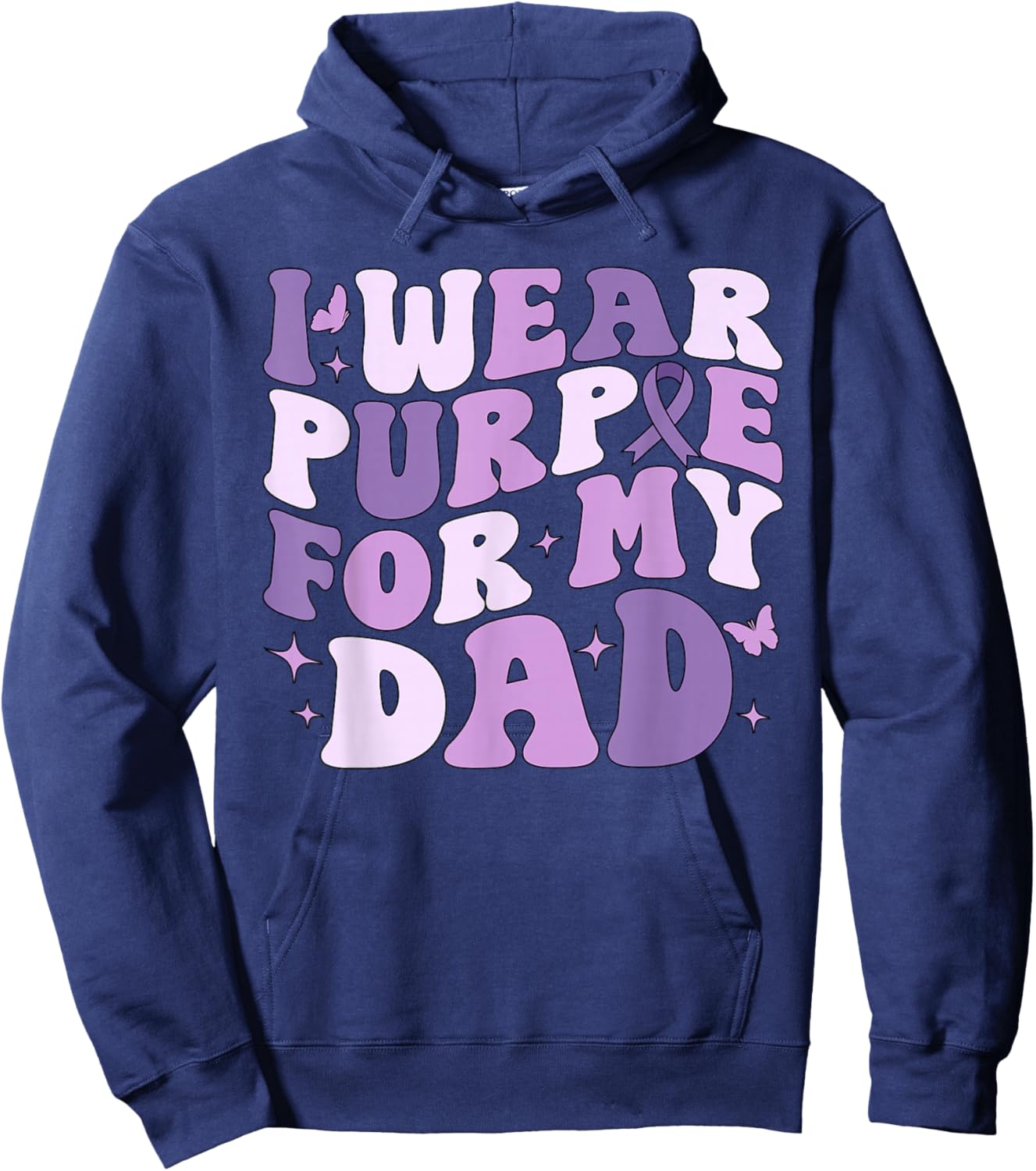 I Wear Purple For My Dad Pancreatic Cancer Awareness Kids Hoodie - Hoodie | Navy