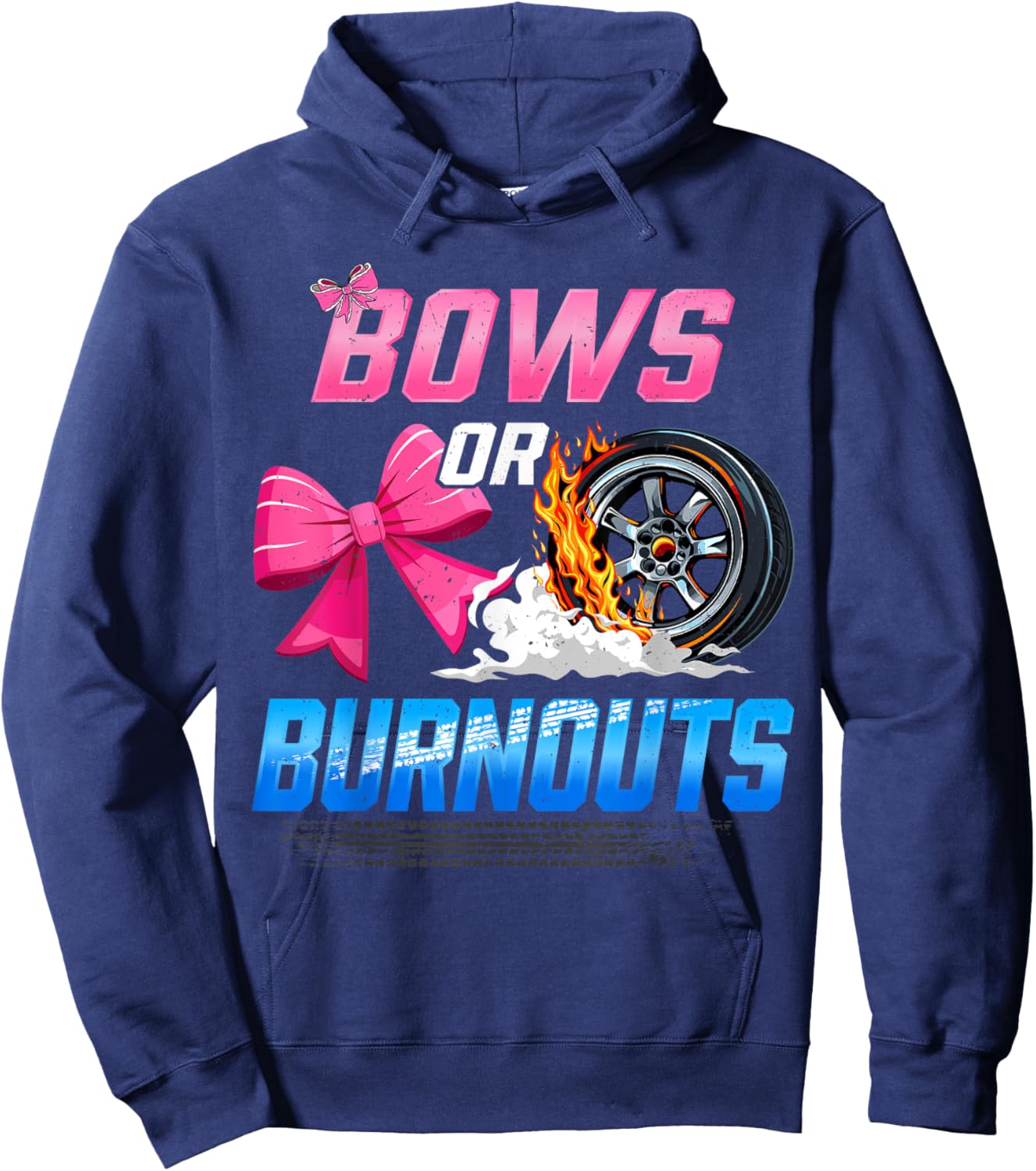 Burnouts or Bows Gender Reveal Party Ideas Baby Announcement Hoodie - Hoodie | Navy