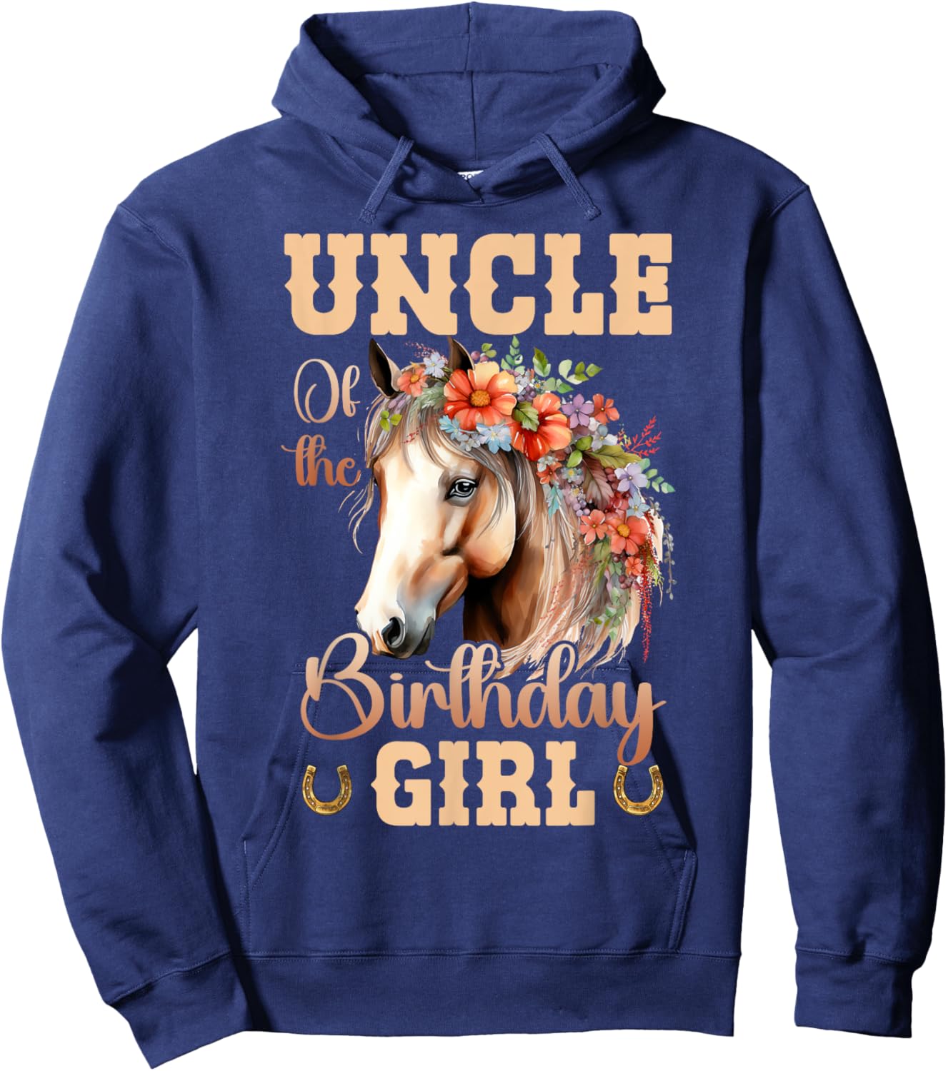 Cute Uncle Of The Birthday Girl Horse Family Party Hoodie - Hoodie | Navy