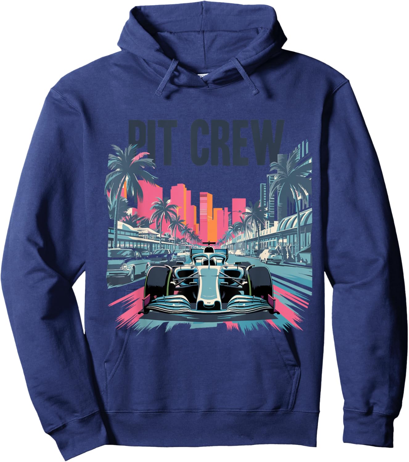 Miami Pit Crew Costume Car Racing Retro Auto Car Race Hoodie - Hoodie | Navy