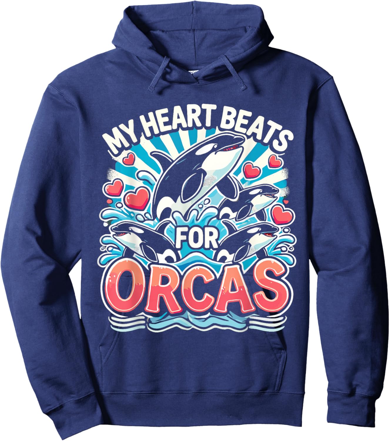 Kids Orca My Heart Beats For Orcas Toddler Orca Kids Hoodie - Hoodie | Navy