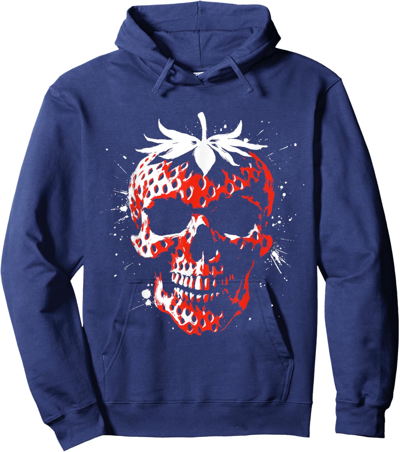 Strawberry Skull - Creepy Skeleton Fruit Halloween Lover Hoodie - Hoodie | Navy