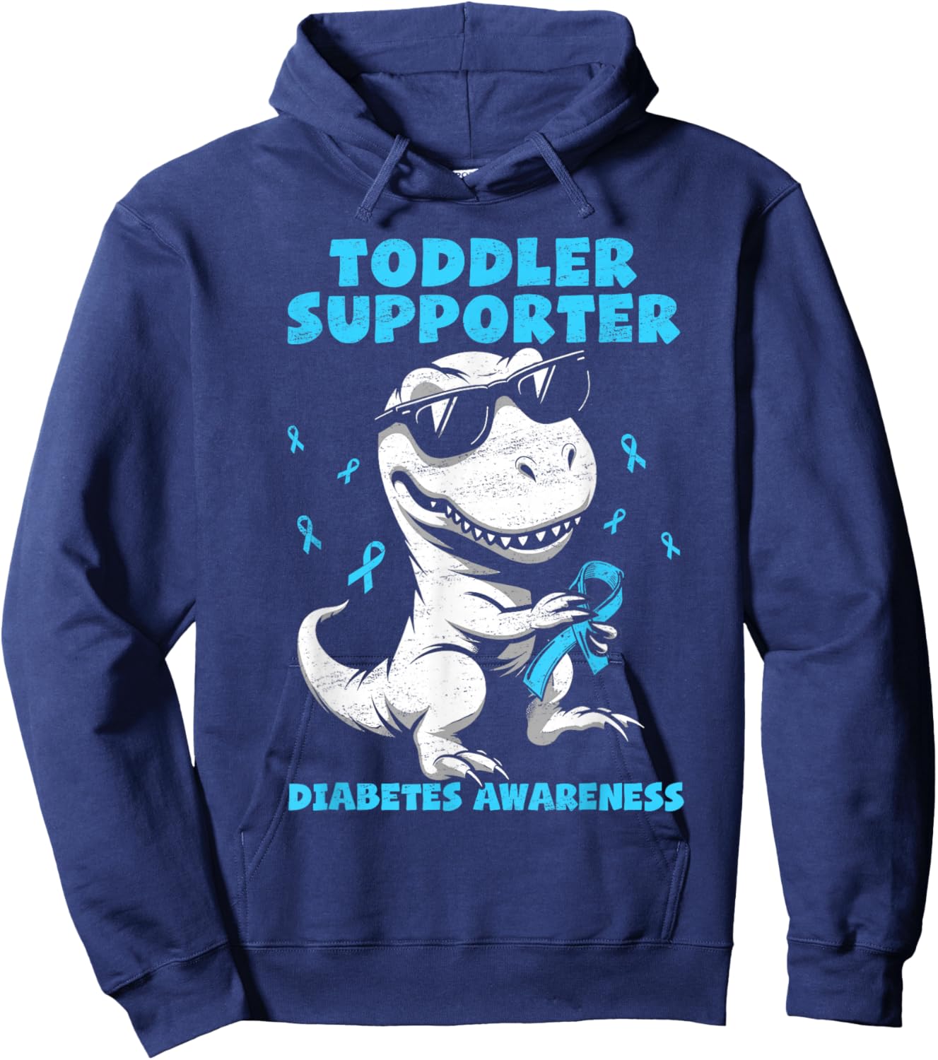 Support Squad Diabetes Awareness T Rex Kid Boy T1D Type 1 Hoodie - Hoodie | Navy