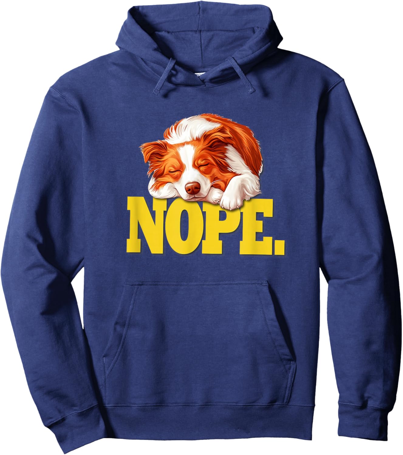 Kids Funny Lazy Sleep Nap NOPE Red Border Collie Lover Hoodie - Hoodie | Navy