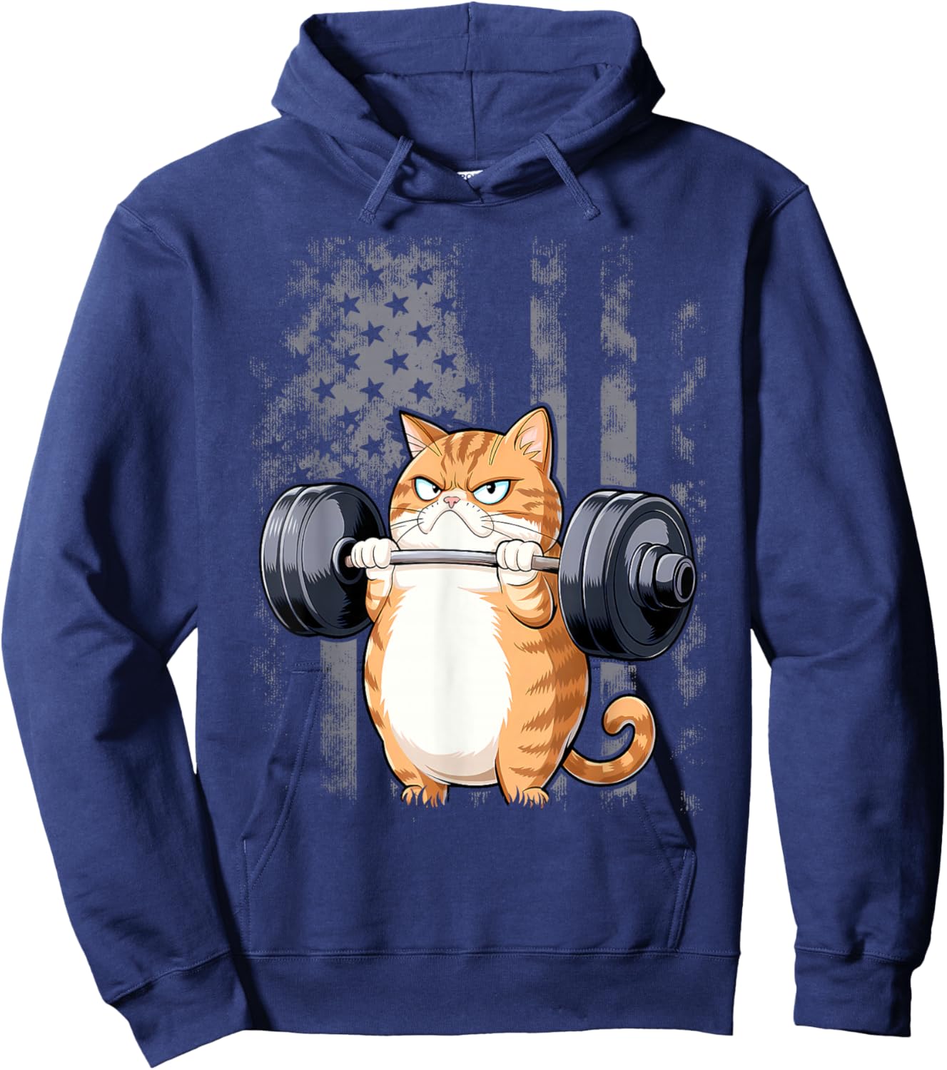 Cat Weightlifting Funny Cat Workout and Fitness Hoodie - Hoodie | Navy