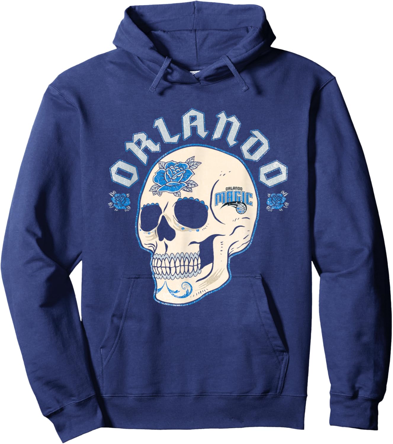 NBA Orlando Magic Halloween Floral Skull Hoodie - Hoodie | Navy