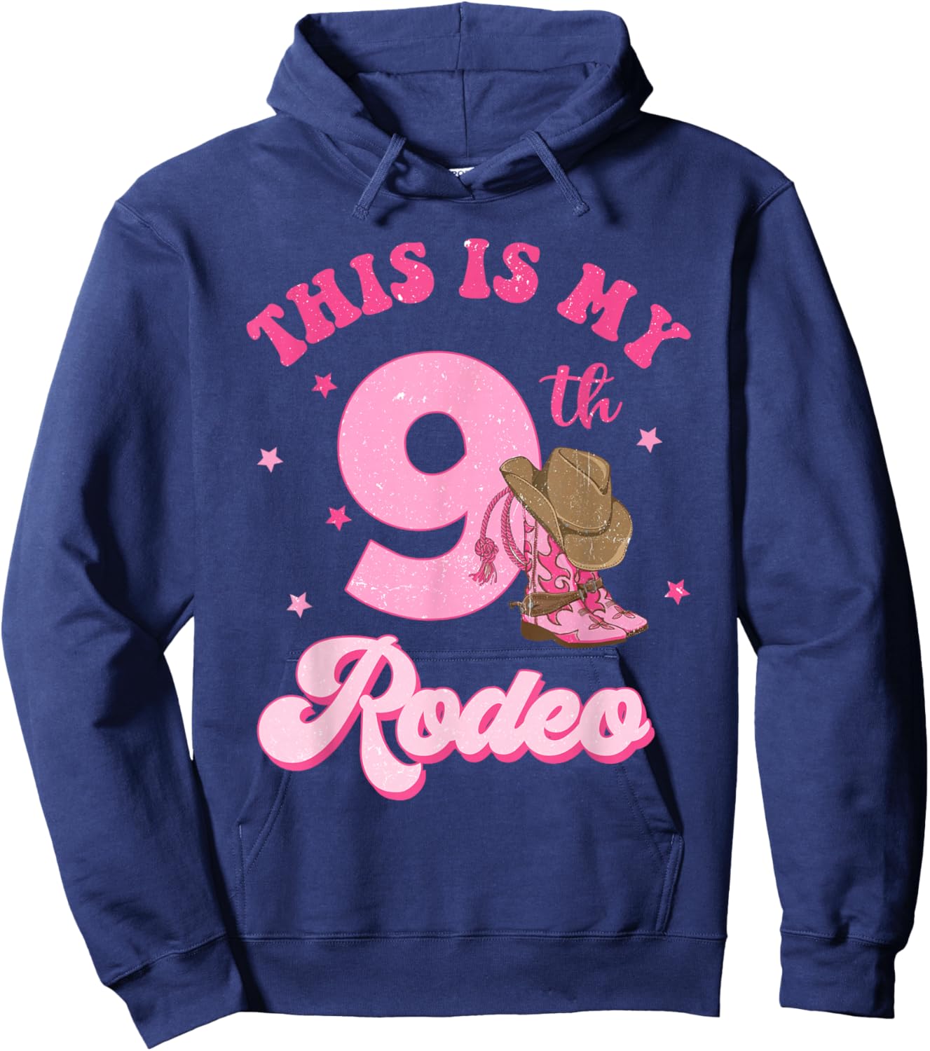 This Is My 9th Rodeo Western Cowgirl 9 Year Old Birthday Hoodie - Hoodie | Navy