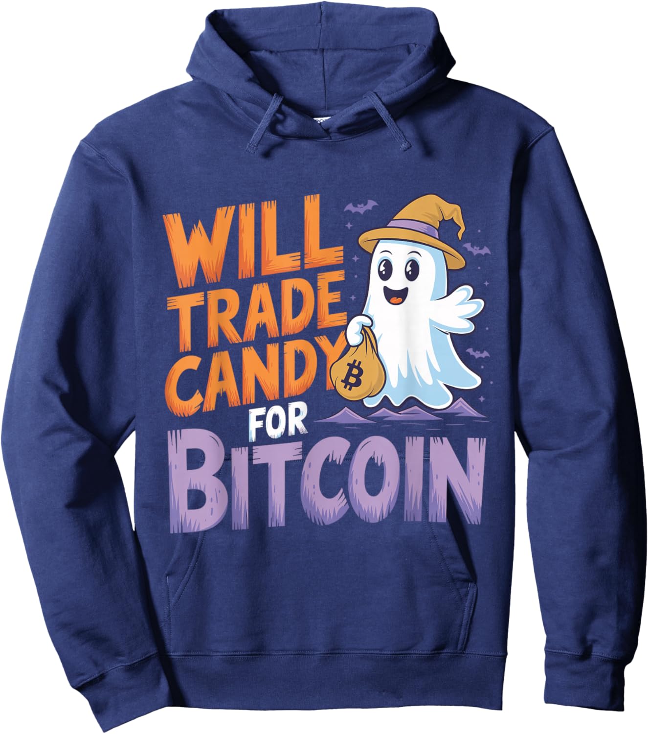 Will Trade Candy for Bitcoin - Funny Halloween Crypto Hoodie - Hoodie | Navy