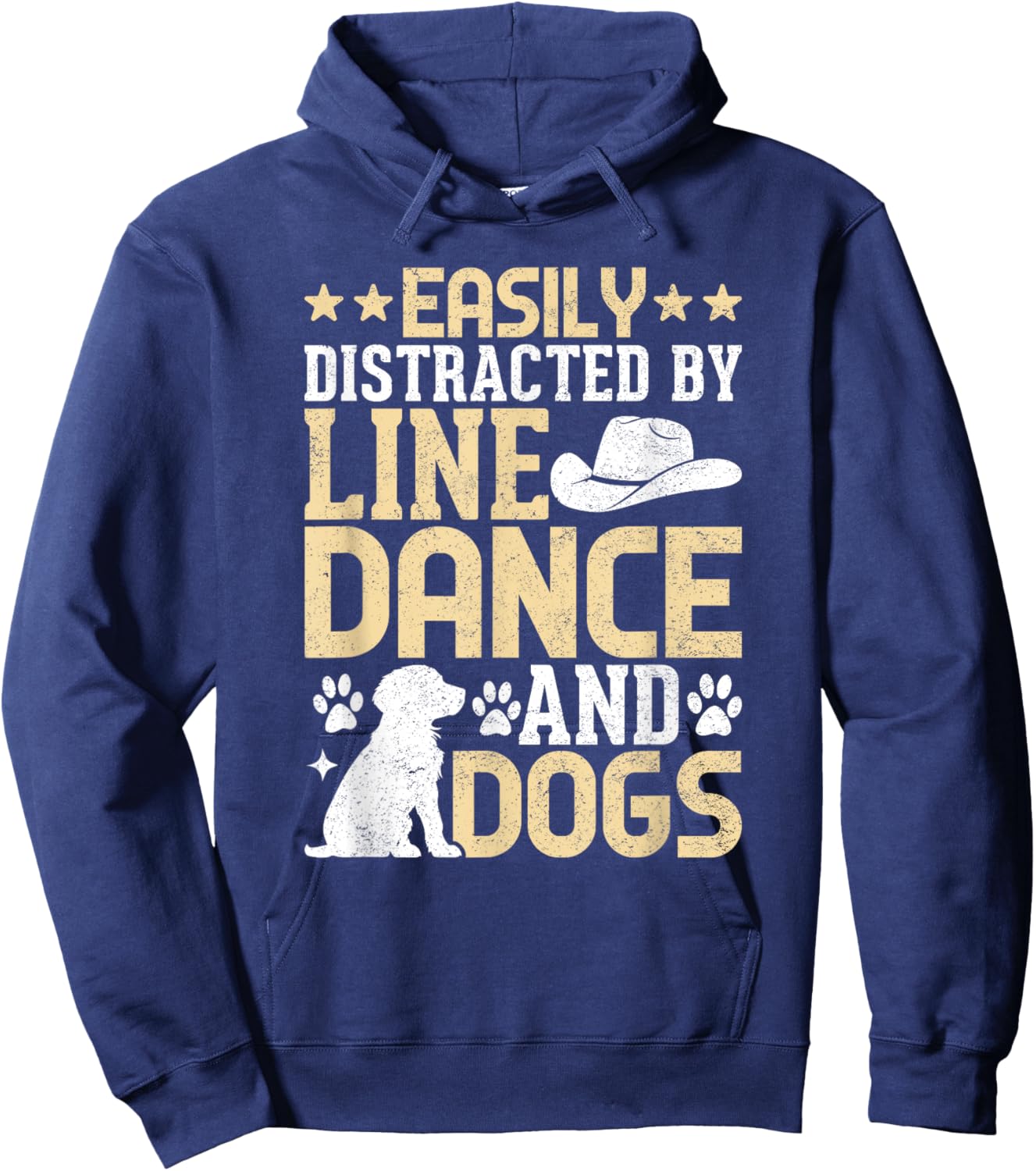 Easily Distracted By Line Dance And Dog Line Dance Dog Lover Hoodie - Hoodie | Navy