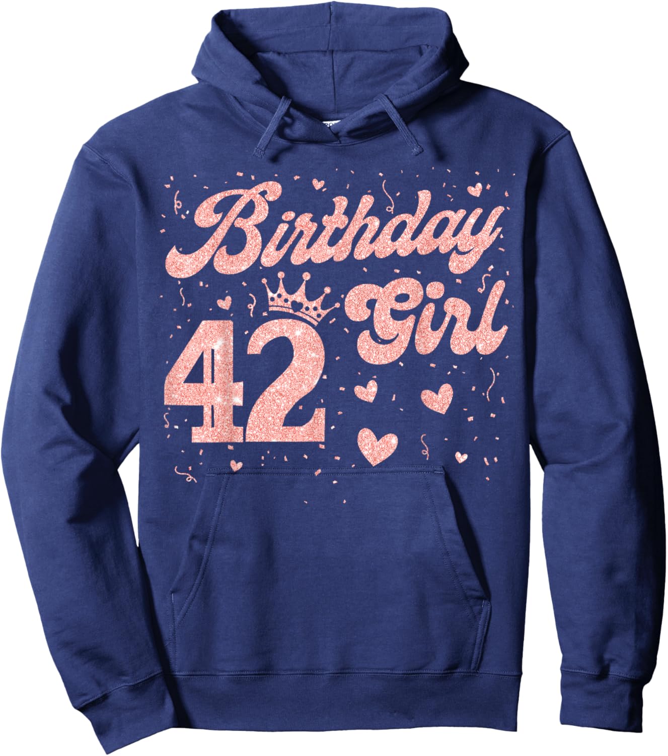 42 Birthday Girl Pink Crown Happy 42 Years Old Lady Women Hoodie - Hoodie | Navy