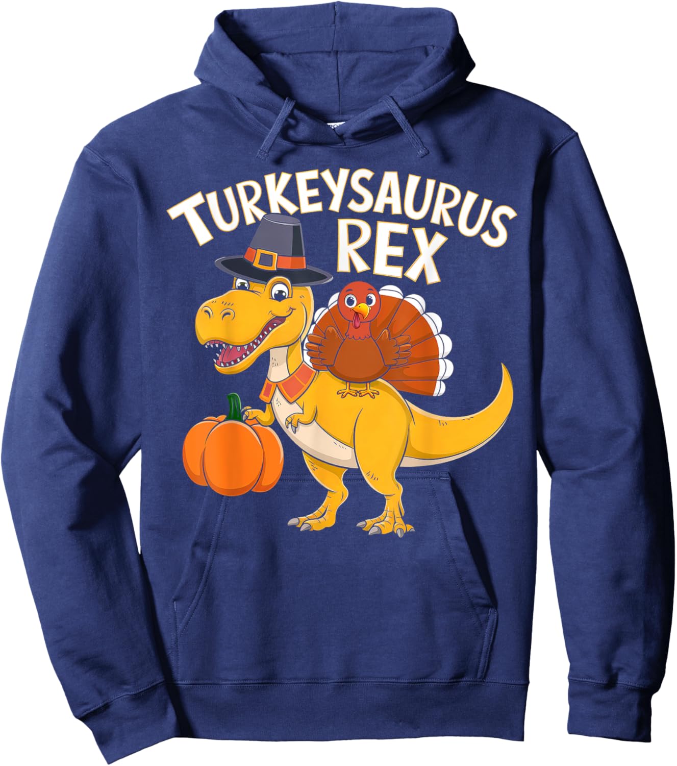 Kids Thanksgiving Shirts For Boys Toddler Turkeysaurus Rex Hoodie - Hoodie | Navy
