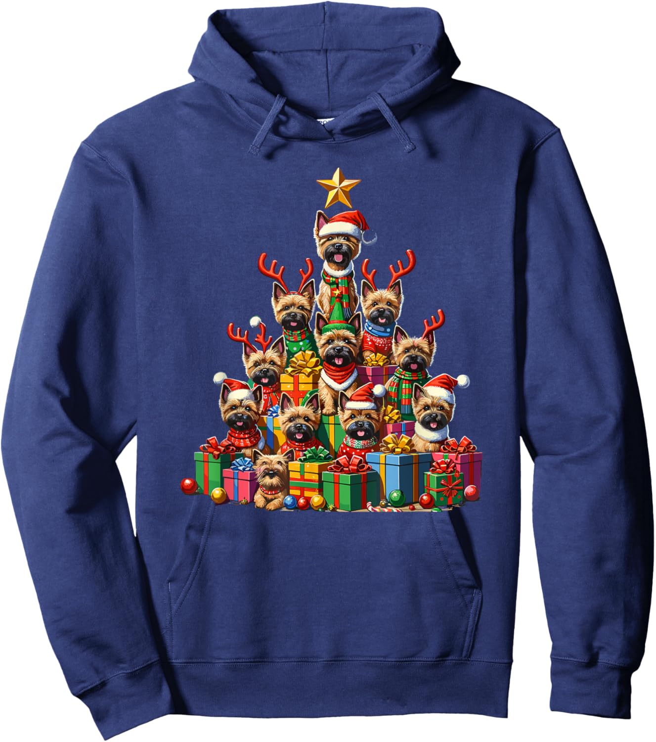 Christmas Tree Cairn Terrier Terriers Hoodie - Hoodie | Navy