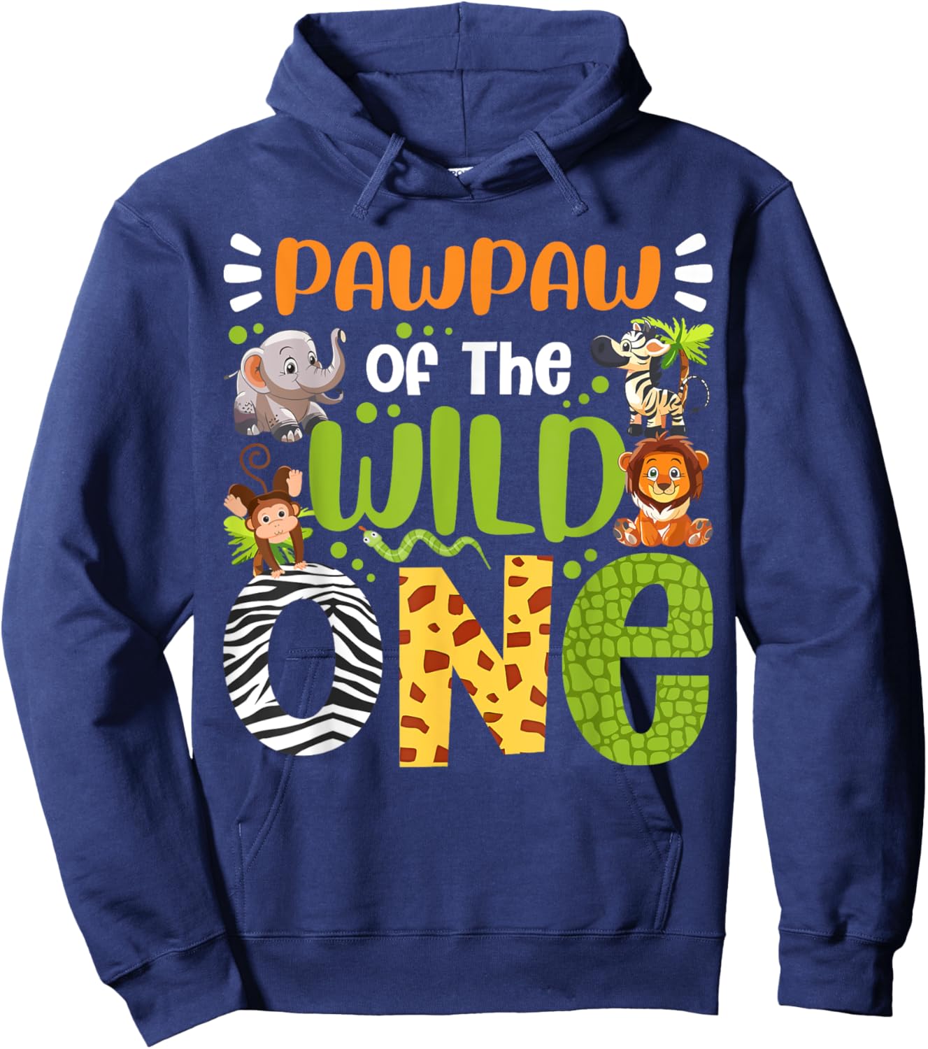 Pawpaw Of The Wild One Kids Safari Zoo Birthday Family Hoodie - Hoodie | Navy