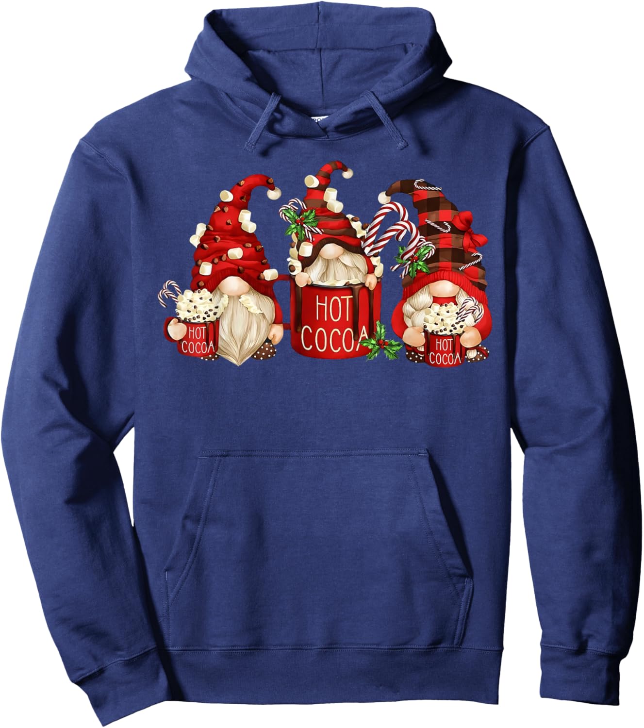 Cute Retro Chocolate Hot Cocoa Mug Funny Gnomes Christmas Hoodie - Hoodie | Navy
