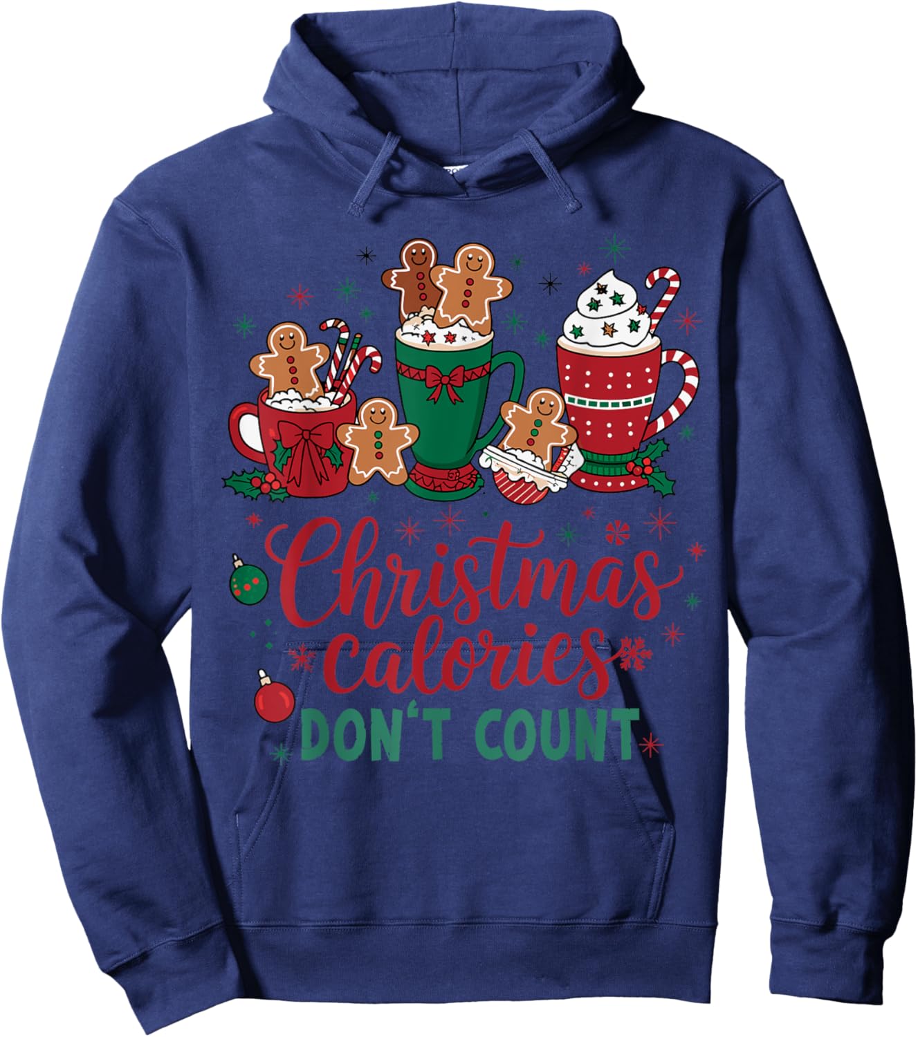 Christmas Calories Don't Count Funny Food Lovers Retro Hoodie - Hoodie | Navy