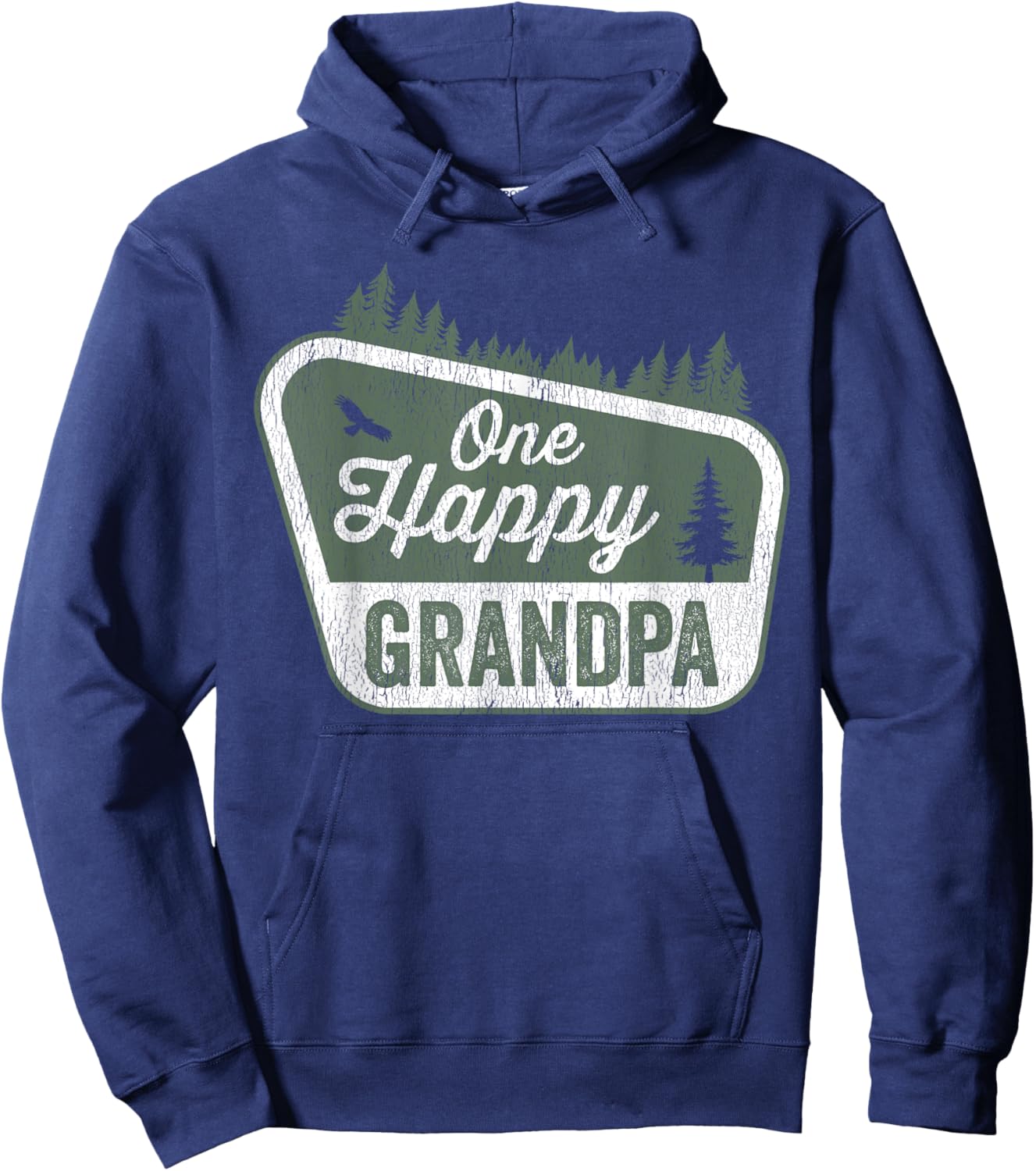 One Happy Grandpa Matching Family Birthday Party Camping Hoodie - Hoodie | Navy