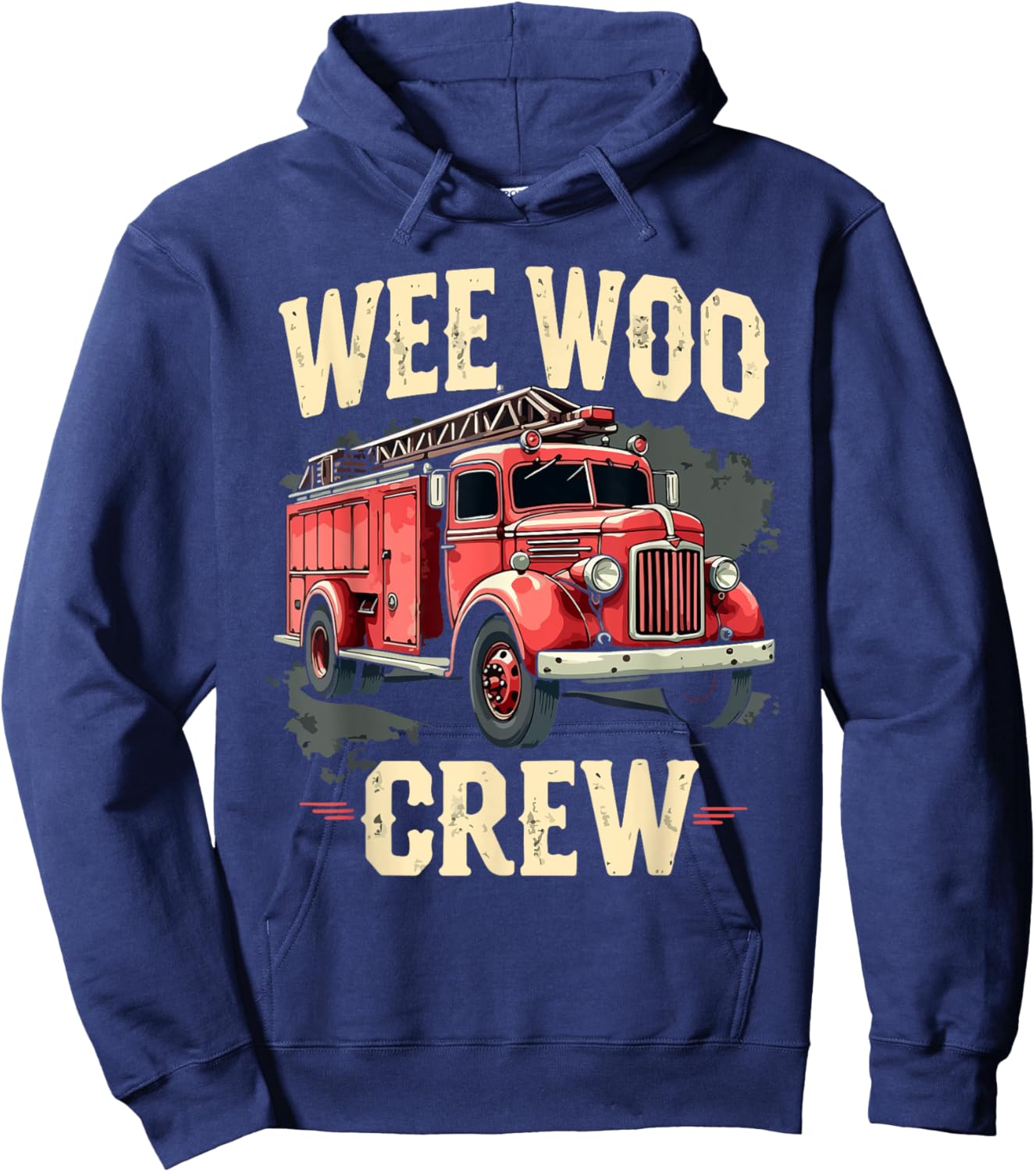 Funny Fire Truck Wee Woo Crew Firetruck Lover Men Women Kids Hoodie - Hoodie | Navy