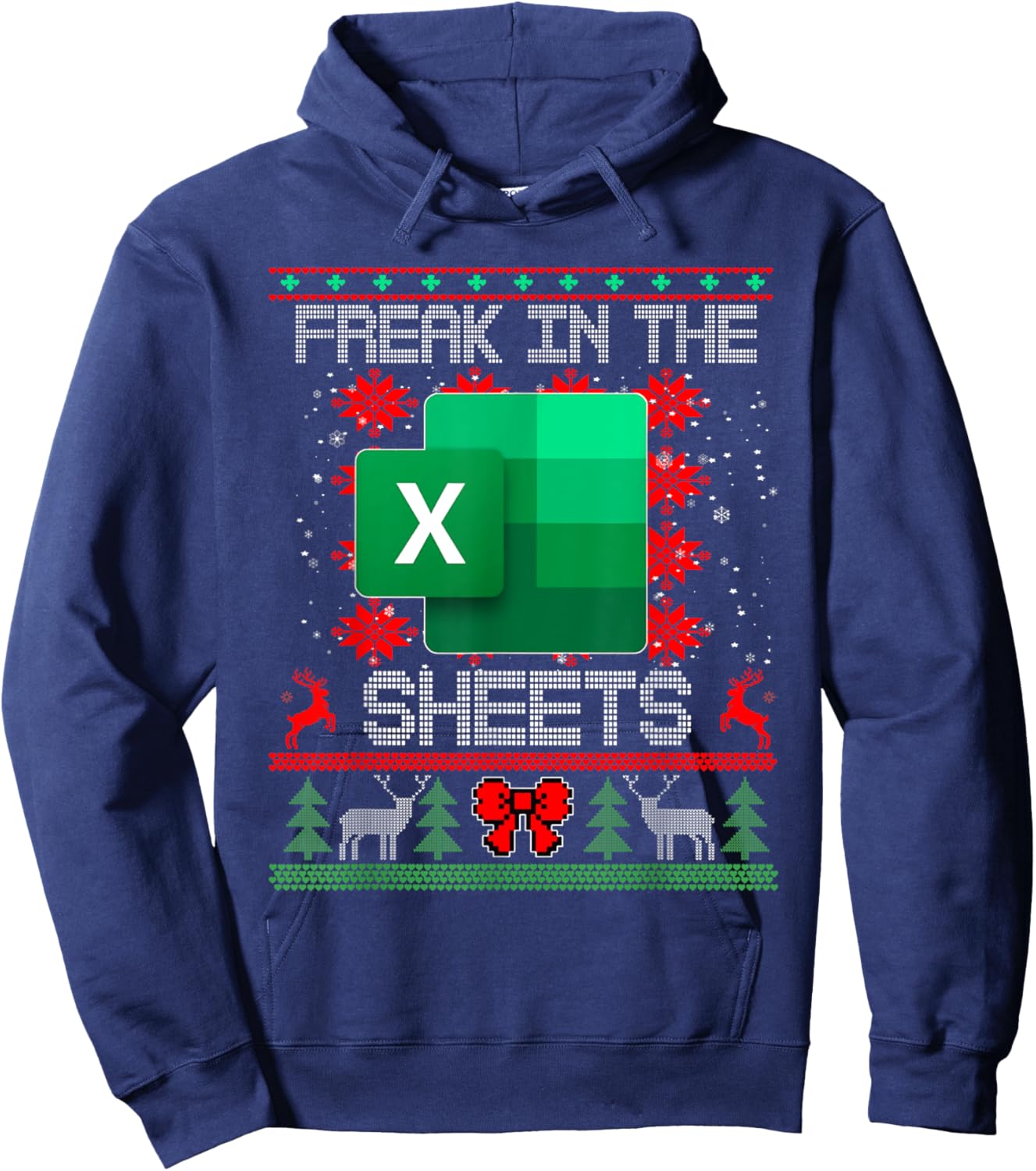 Freak In The Sheets Excel Spreadsheet Ugly Christmas Sweater Hoodie - Hoodie | Navy