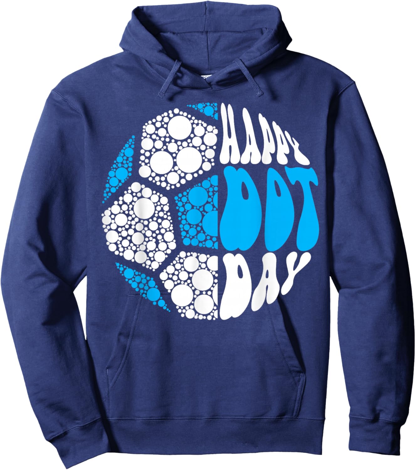 Retro Groovy Soccer Ball With Polka Dots Happy Dot Day Boy Hoodie - Hoodie | Navy