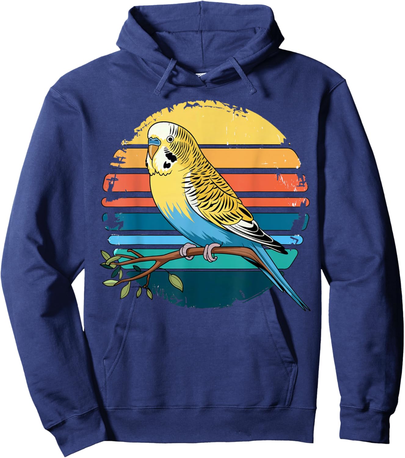 Budgie Parakeet Retro Sunset Vintage Budgerigar Bird Lover Hoodie - Hoodie | Navy