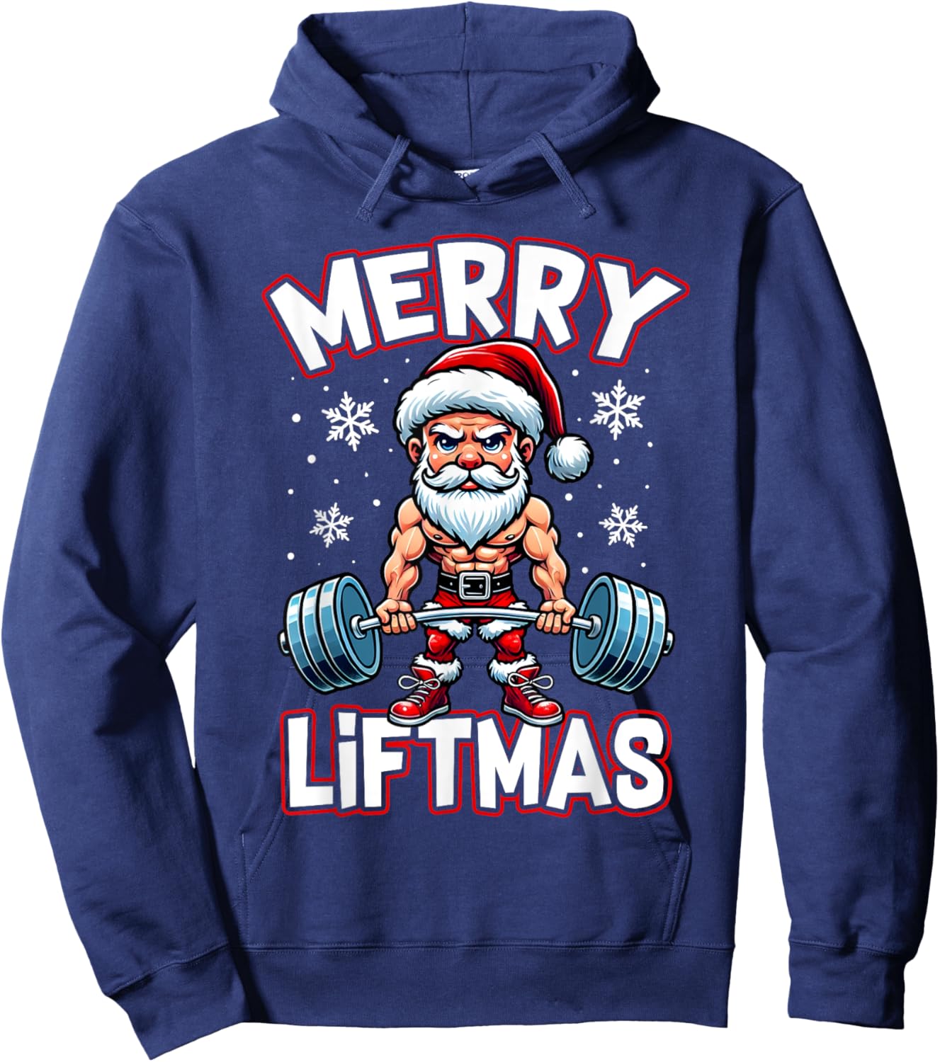 Merry Liftmas Funny Santa Claus Workout Gym Fitness Gift Hoodie - Hoodie | Navy