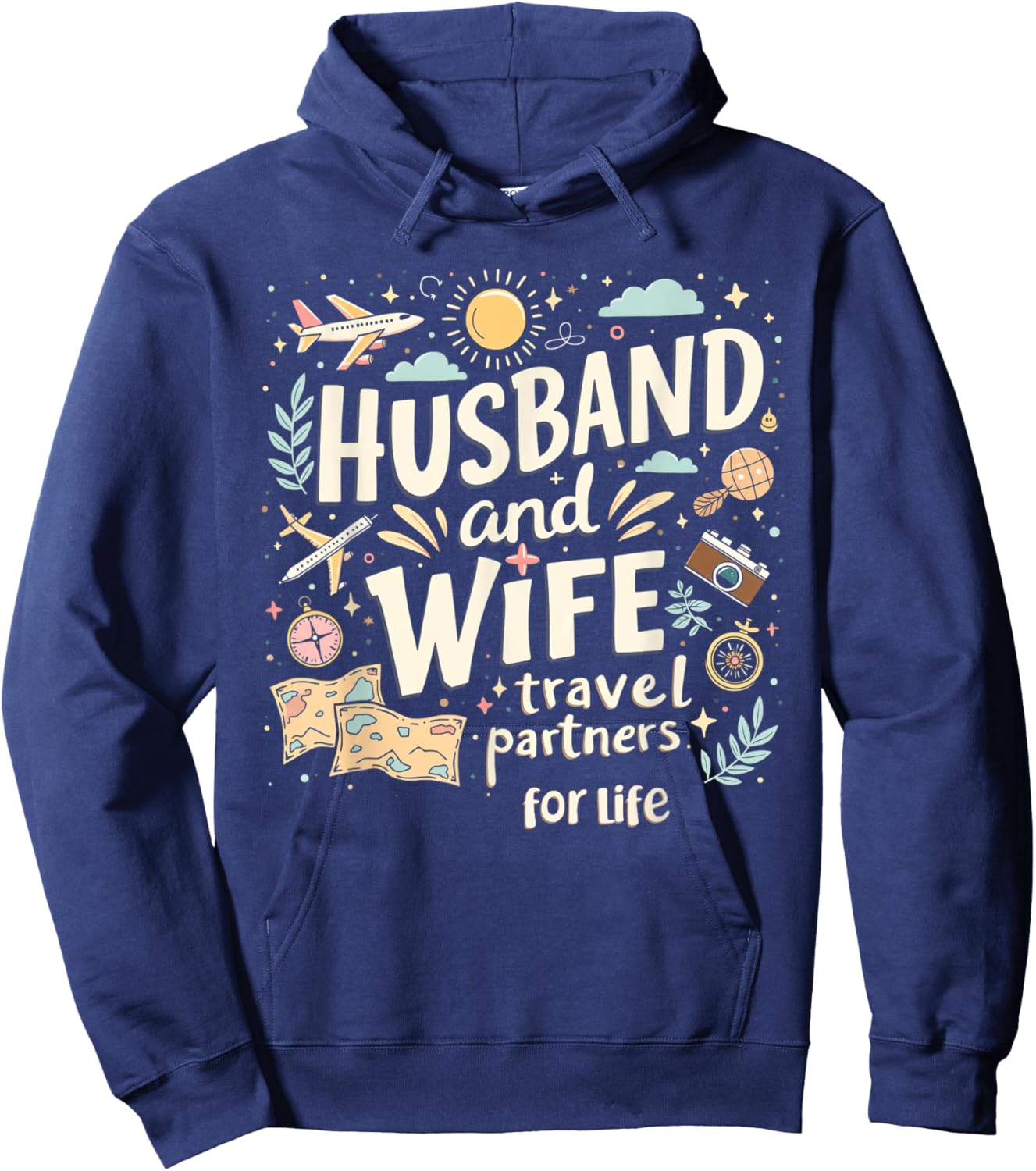 Husband And Wife Travel Partners For Life Matching Couple Hoodie - Hoodie | Navy