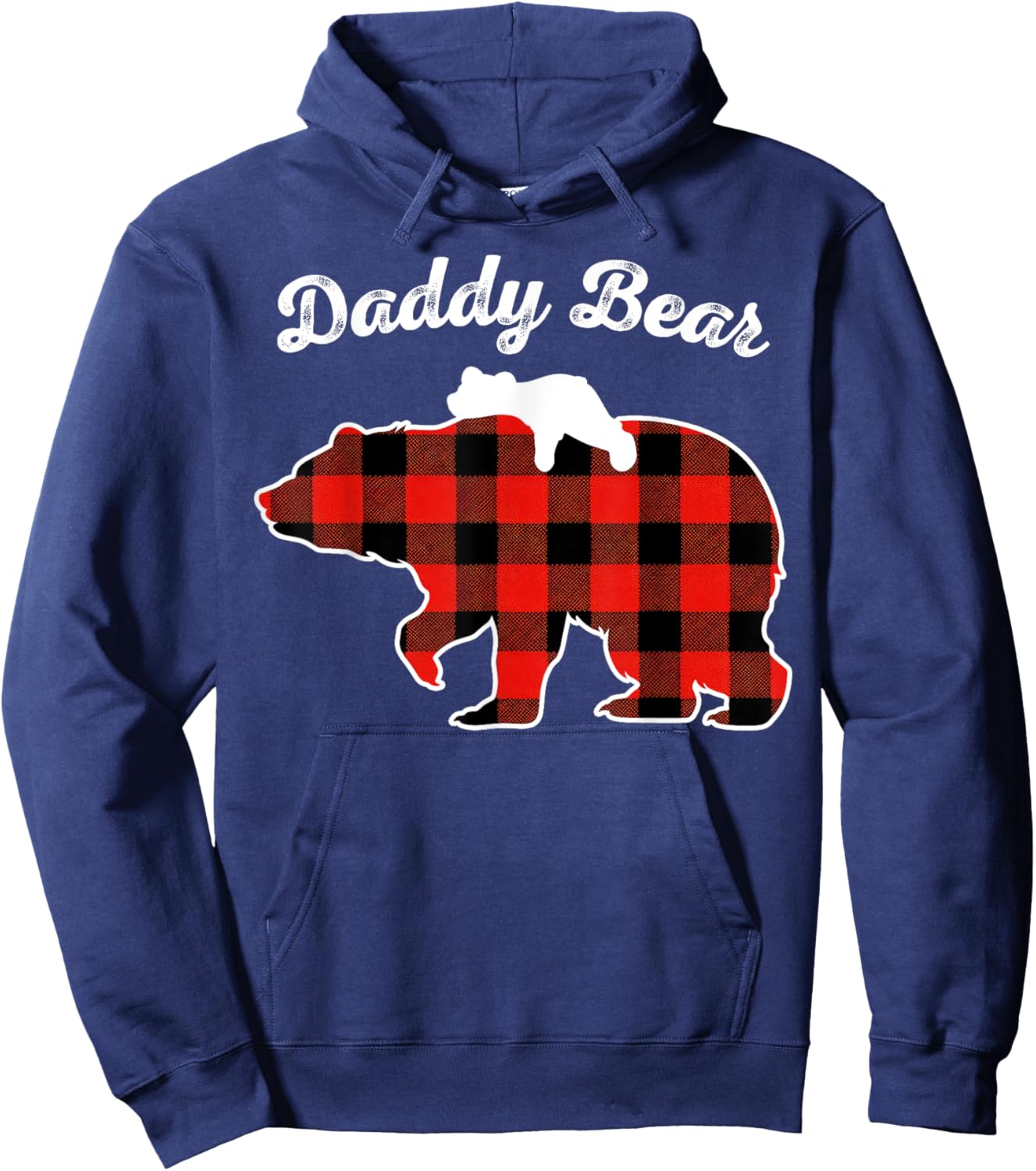 Daddy Bear Flannel Red Plaid Pajama Family Matching XMAS Hoodie - Hoodie | Navy