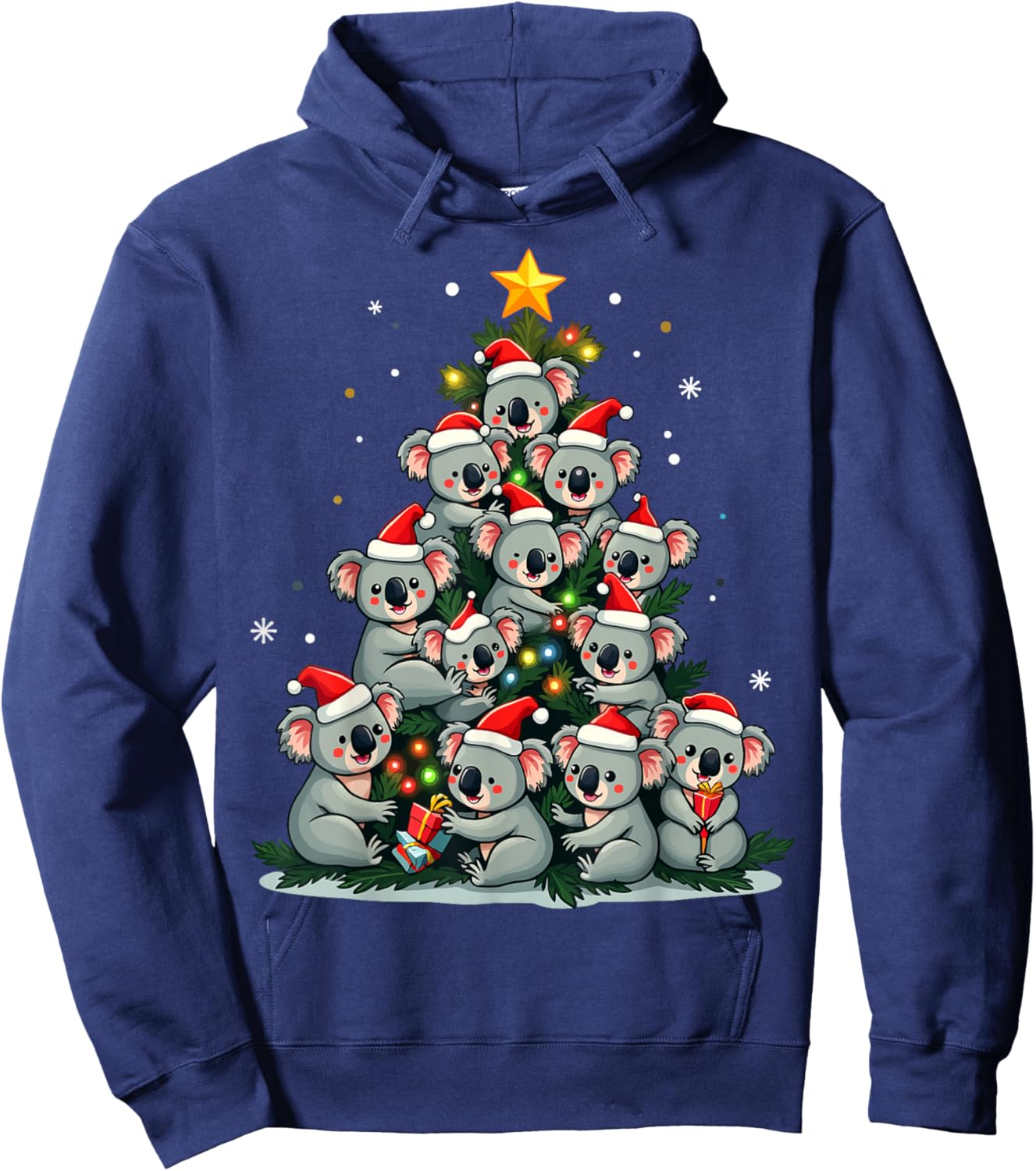 Koala Christmas Tree Funny Bear Holiday Cute Koala Hoodie - Hoodie | Navy