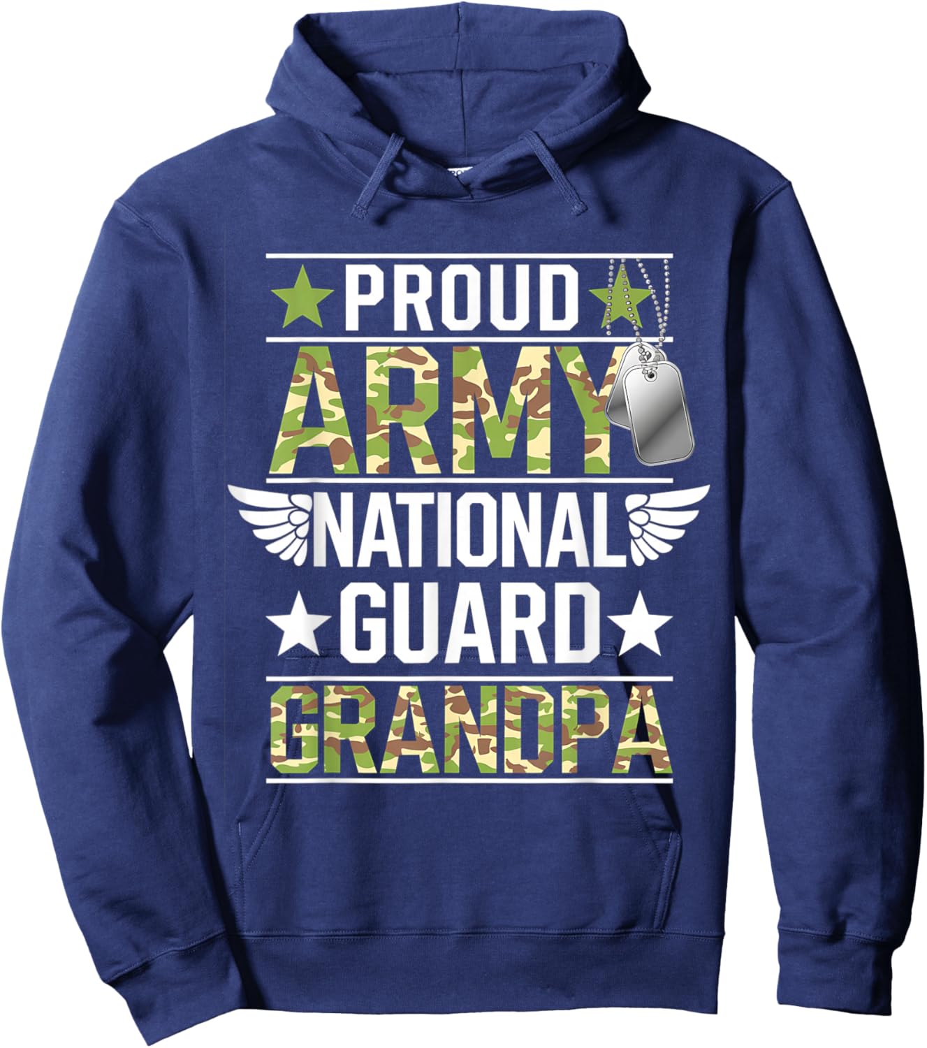 Proud Army National Guard Grandpa Veterans Day American Flag Hoodie - Hoodie | Navy