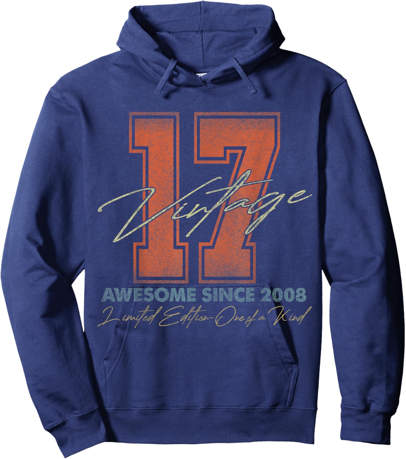 17 Year Old Gifts Vintage 2008 Limited Edition 17th Birthday Hoodie - Hoodie | Navy